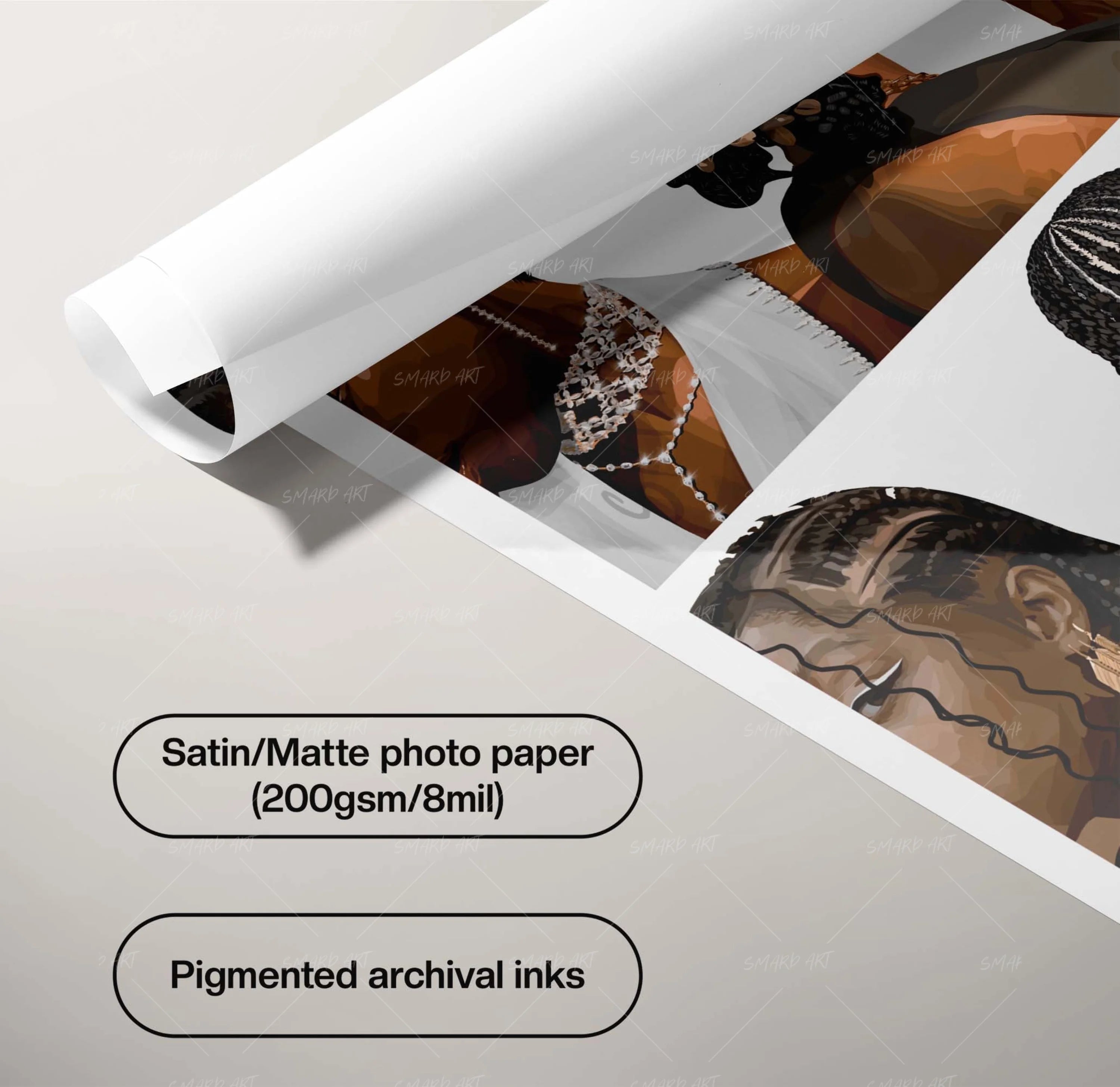 Black Hair Galore-wall art print featuring decorative artistic design suitable for living rooms, offices, and schools by SmardArt. Elevate your space with Black wall art that speaks to culture, identity, and creativity. At Smard, we celebrate artistry made with melanin, bringing powerful and inspiring designs to life.