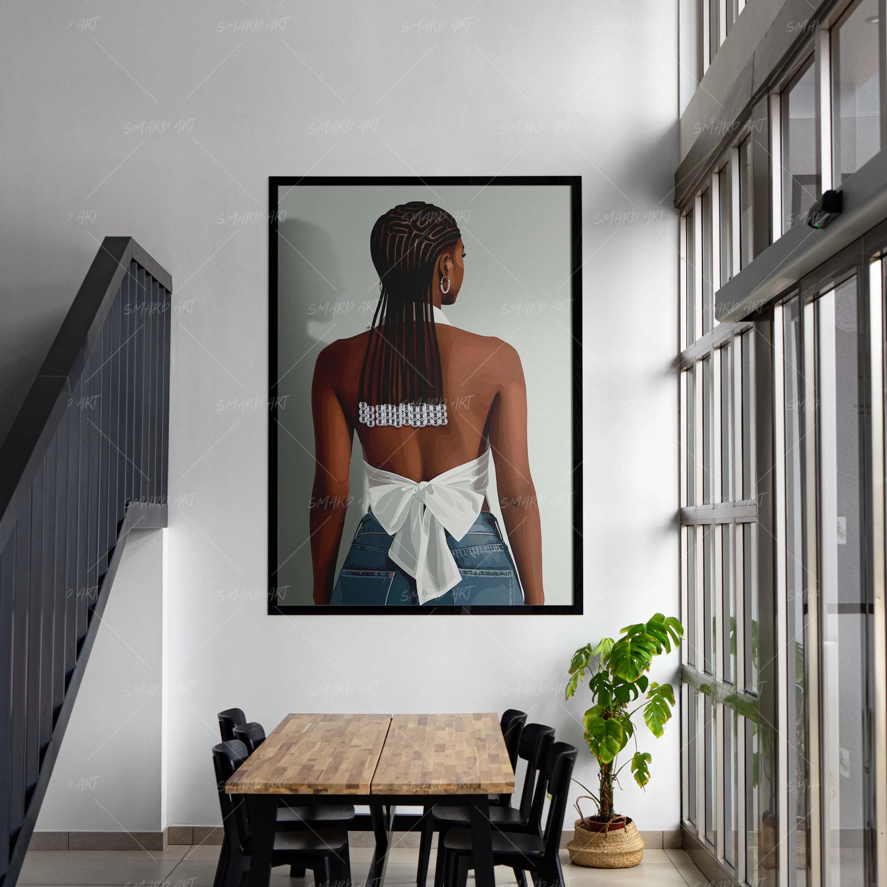 Braided-wall art print featuring decorative artistic design suitable for living rooms, offices, and schools by SmardArt. Elevate your space with Black wall art that speaks to culture, identity, and creativity. At Smard, we celebrate artistry made with melanin, bringing powerful and inspiring designs to life.