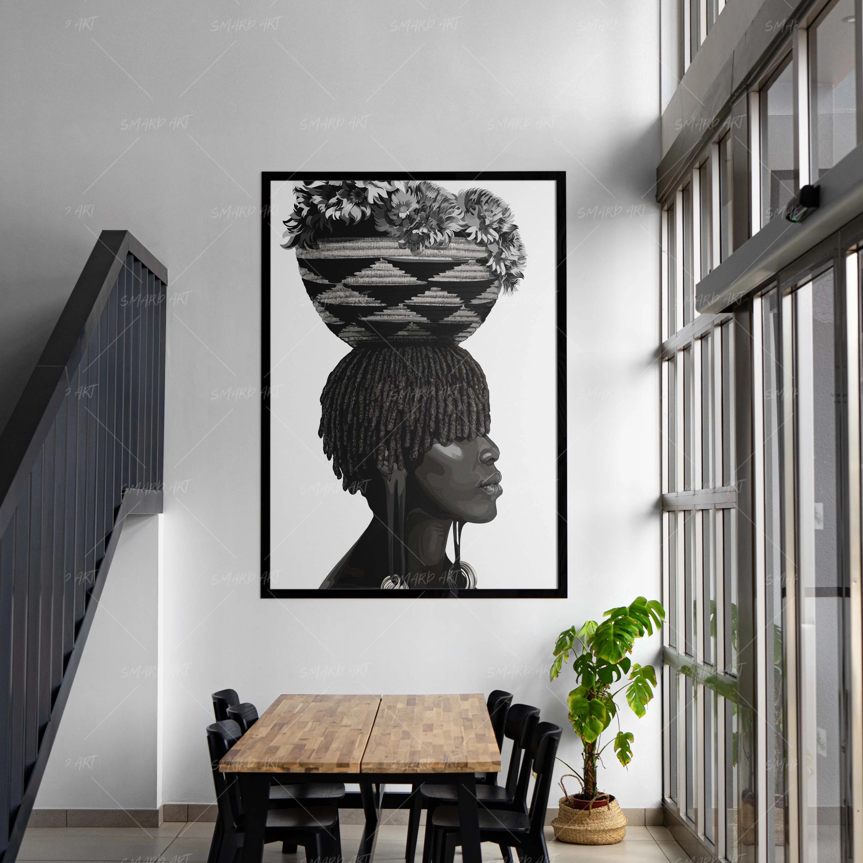 Harvest Queen-wall art print featuring decorative artistic design suitable for living rooms, offices, and schools by SmardArt. Elevate your space with Black wall art that speaks to culture, identity, and creativity. At Smard, we celebrate artistry made with melanin, bringing powerful and inspiring designs to life.