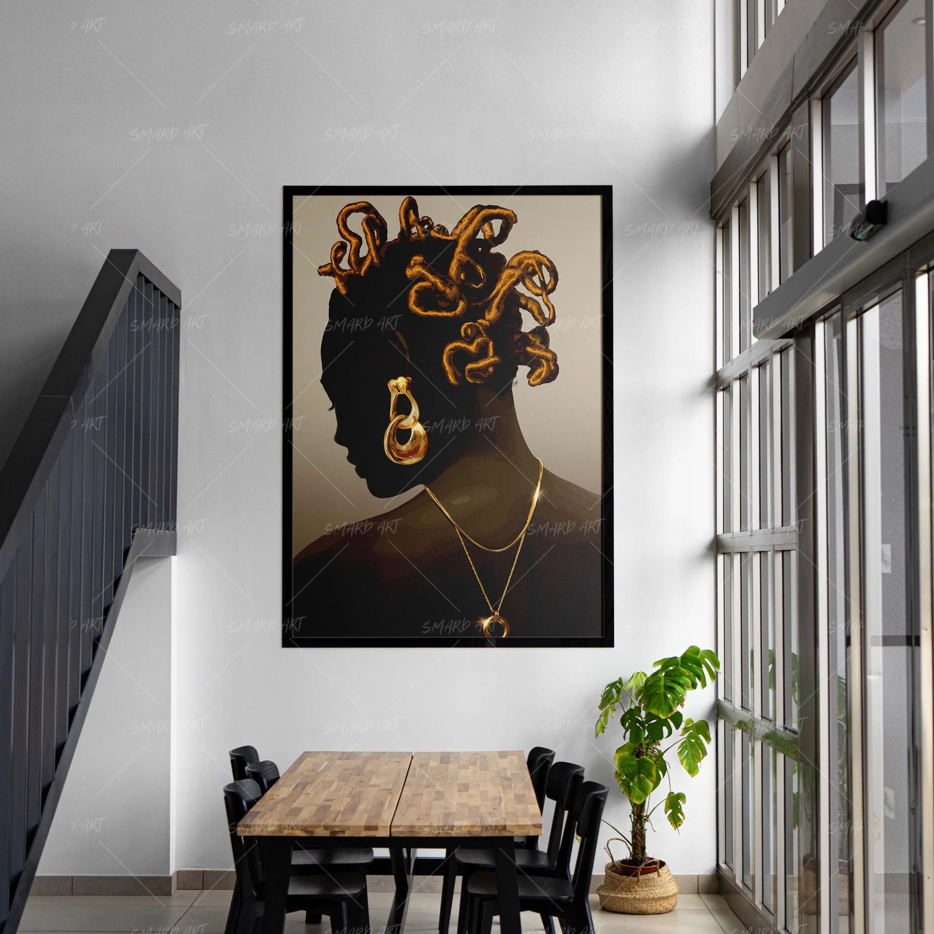 Threaded Grace-wall art print featuring decorative artistic design suitable for living rooms, offices, and schools by SmardArt. Elevate your space with Black wall art that speaks to culture, identity, and creativity. At Smard, we celebrate artistry made with melanin, bringing powerful and inspiring designs to life.