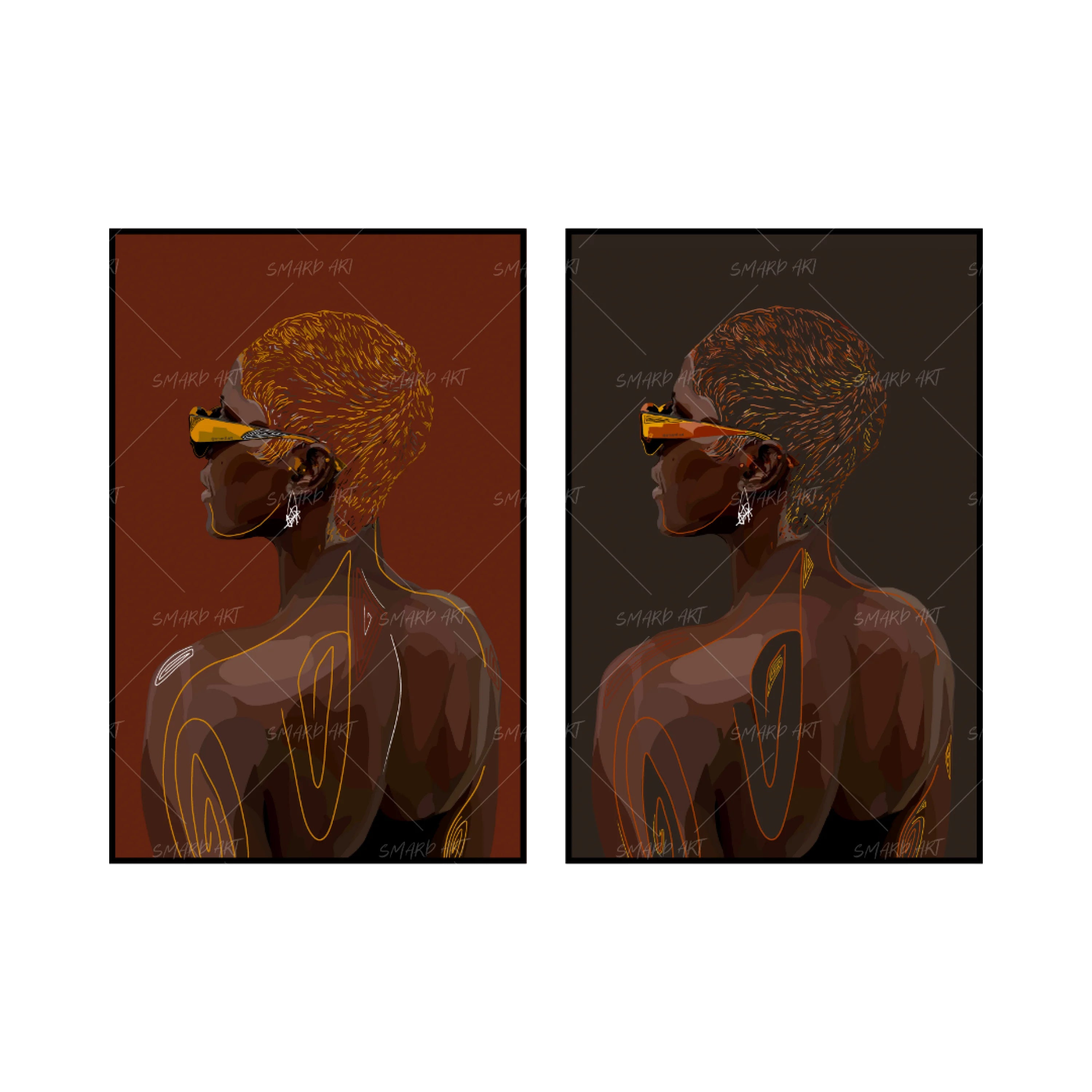 Art Print Bundle : Grace 1 + Grace 2-wall art print featuring decorative artistic design suitable for living rooms, offices, and schools by SmardArt. Elevate your space with Black wall art that speaks to culture, identity, and creativity. At Smard, we celebrate artistry made with melanin, bringing powerful and inspiring designs to life.
