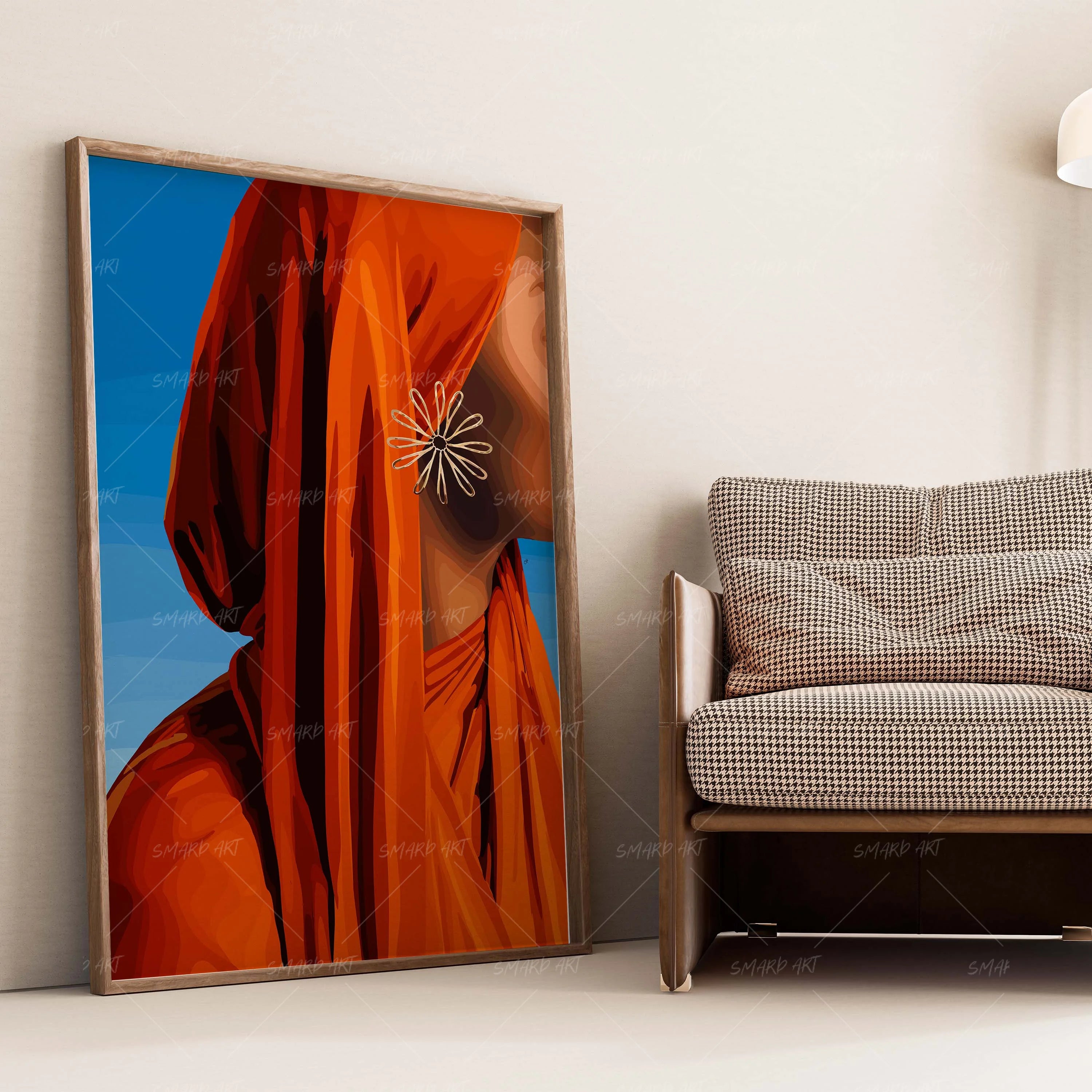 Veiled Radiance-wall art print featuring decorative artistic design suitable for living rooms, offices, and schools by SmardArt. Elevate your space with Black wall art that speaks to culture, identity, and creativity. At Smard, we celebrate artistry made with melanin, bringing powerful and inspiring designs to life.