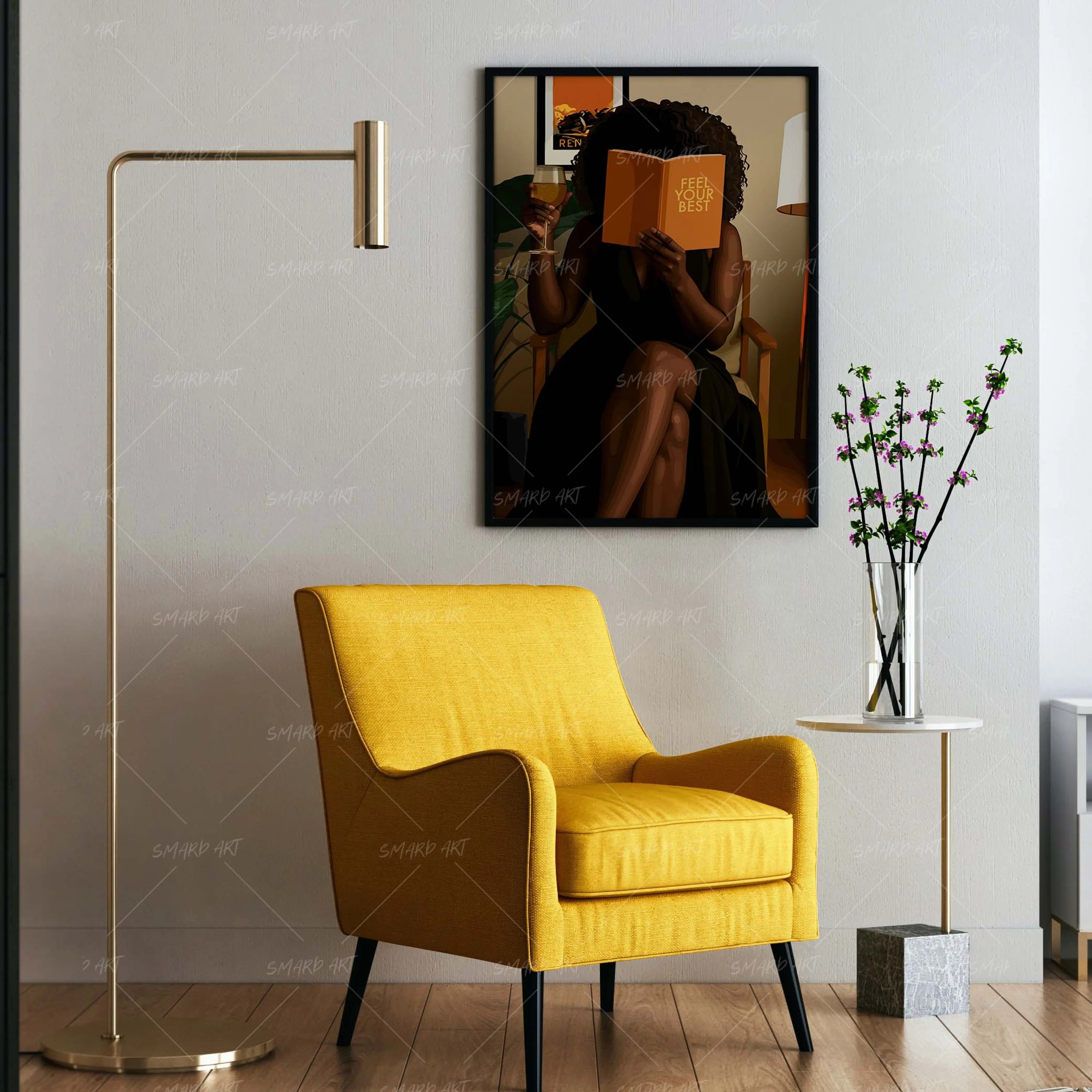 Bookie-wall art print featuring decorative artistic design suitable for living rooms, offices, and schools by SmardArt. Elevate your space with Black wall art that speaks to culture, identity, and creativity. At Smard, we celebrate artistry made with melanin, bringing powerful and inspiring designs to life.