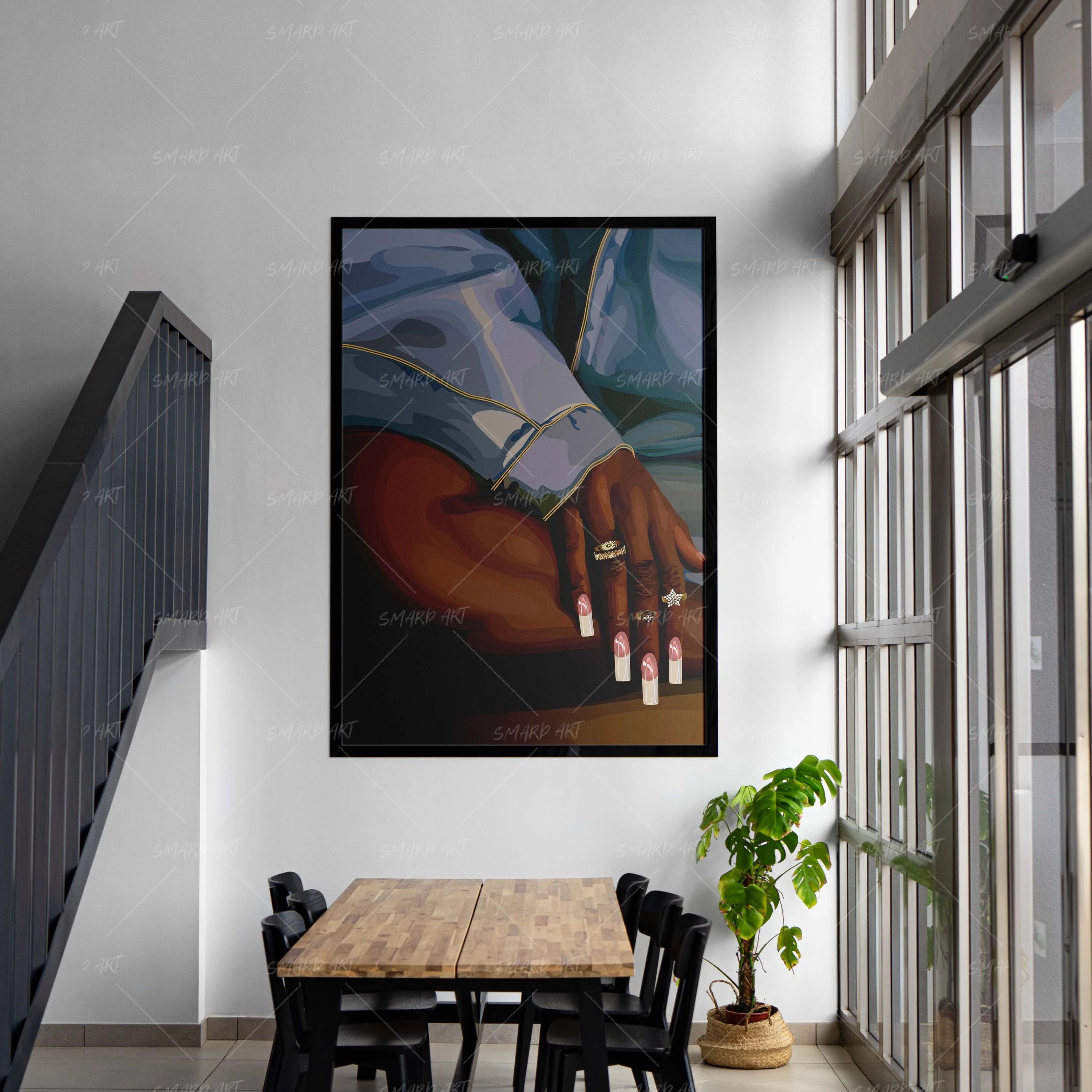 Denim Flow-wall art print featuring decorative artistic design suitable for living rooms, offices, and schools by SmardArt. Elevate your space with Black wall art that speaks to culture, identity, and creativity. At Smard, we celebrate artistry made with melanin, bringing powerful and inspiring designs to life.