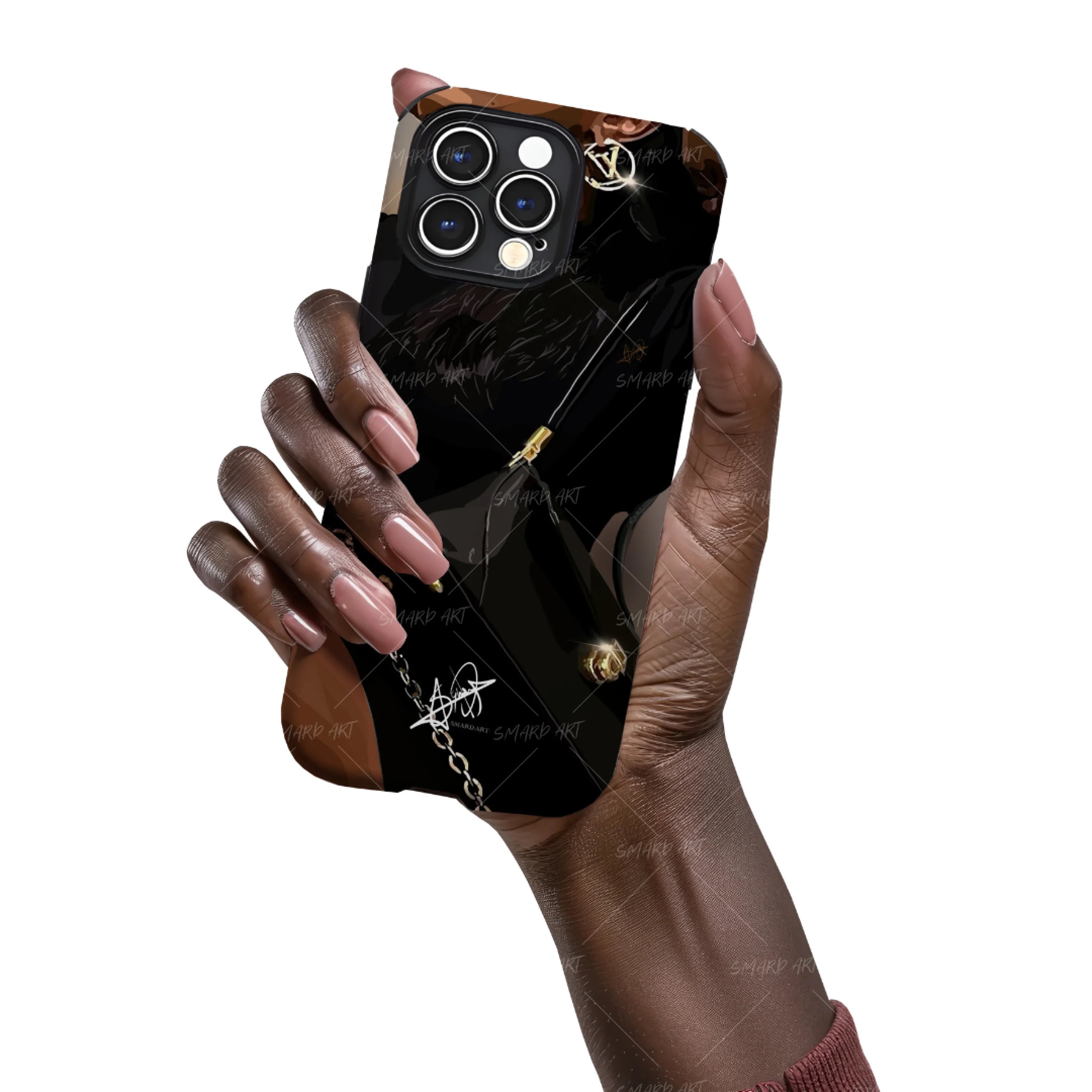 Glam Phone Case-wall art print featuring decorative artistic design suitable for living rooms, offices, and schools by SmardArt. Elevate your space with Black wall art that speaks to culture, identity, and creativity. At Smard, we celebrate artistry made with melanin, bringing powerful and inspiring designs to life.