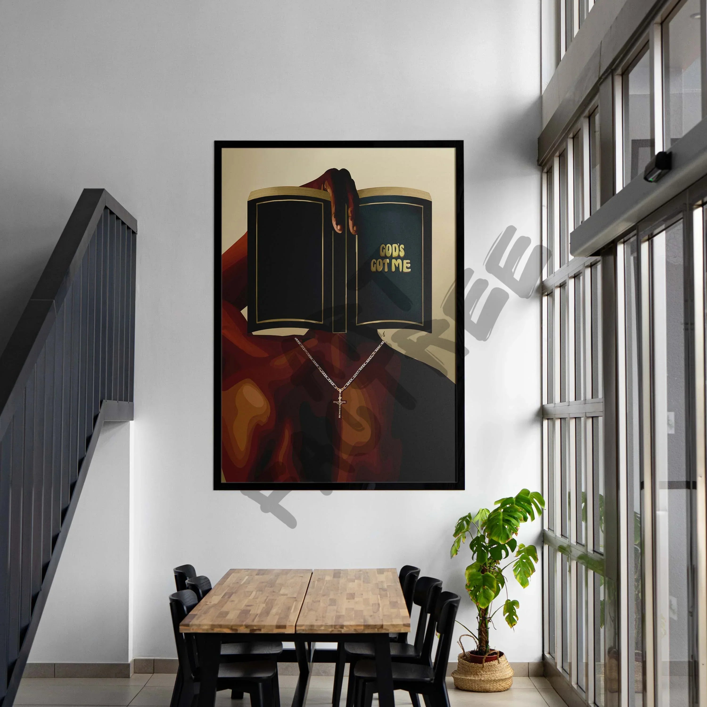 God's Got Me-wall art print featuring decorative artistic design suitable for living rooms, offices, and schools by SmardArt. Elevate your space with Black wall art that speaks to culture, identity, and creativity. At Smard, we celebrate artistry made with melanin, bringing powerful and inspiring designs to life.