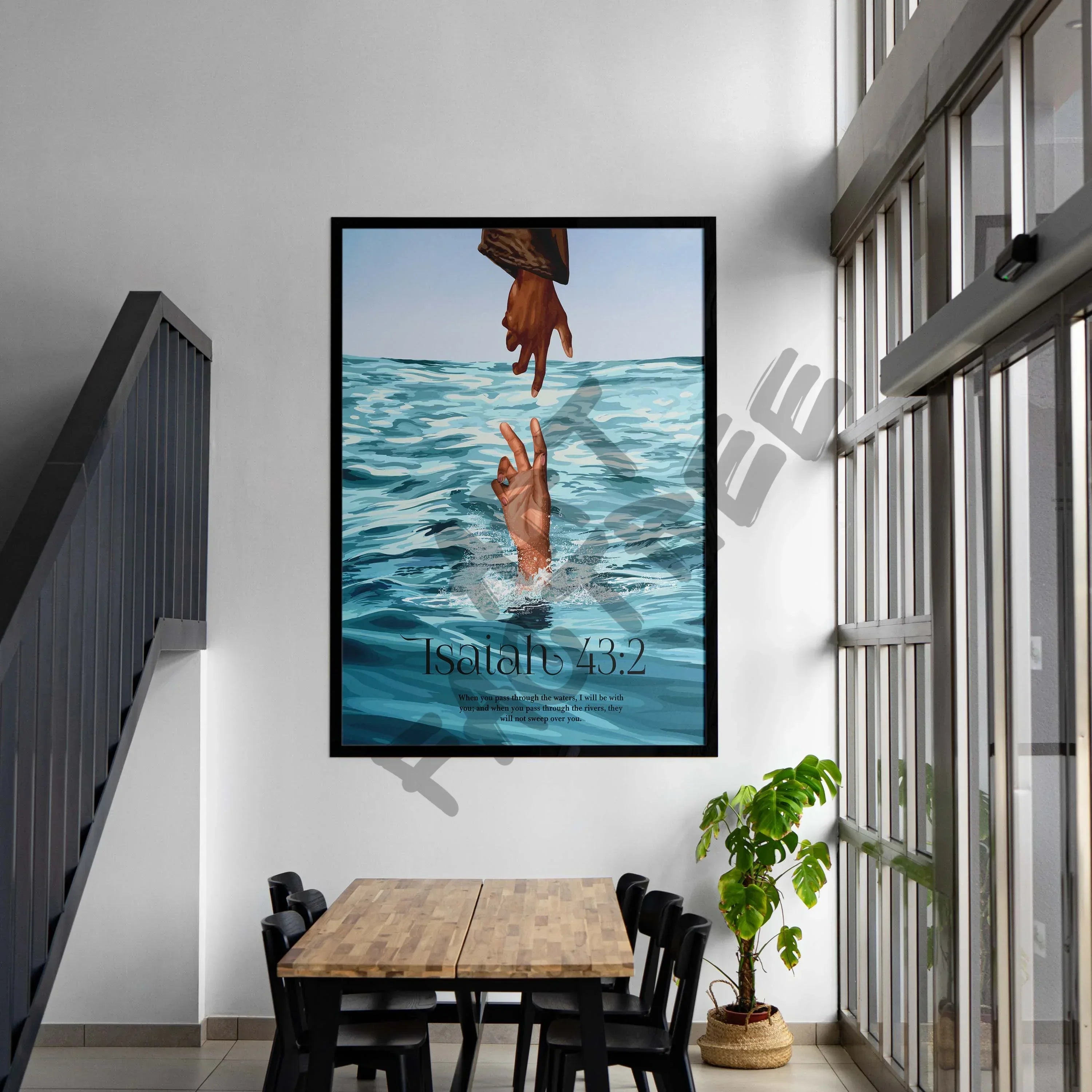 Isaiah 43:2-wall art print featuring decorative artistic design suitable for living rooms, offices, and schools by SmardArt. Elevate your space with Black wall art that speaks to culture, identity, and creativity. At Smard, we celebrate artistry made with melanin, bringing powerful and inspiring designs to life.