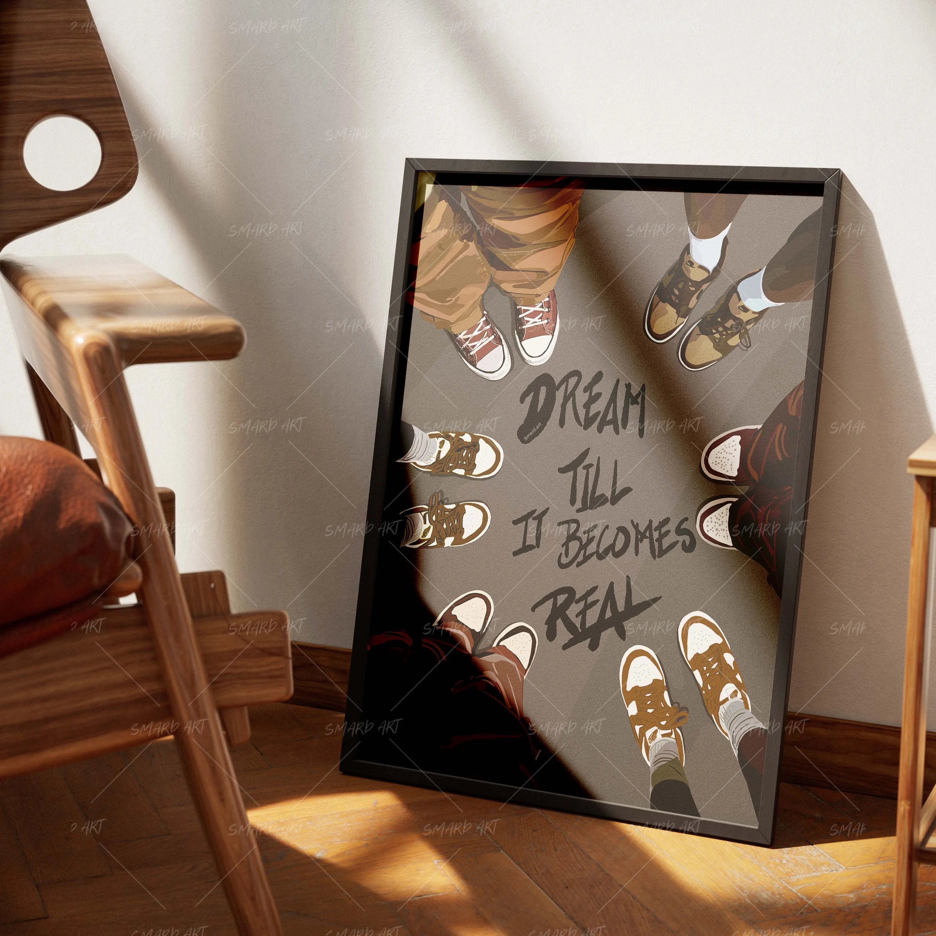 Brown II - Dream Till It Becomes Real-wall art print featuring decorative artistic design suitable for living rooms, offices, and schools by SmardArt. Elevate your space with Black wall art that speaks to culture, identity, and creativity. At Smard, we celebrate artistry made with melanin, bringing powerful and inspiring designs to life.