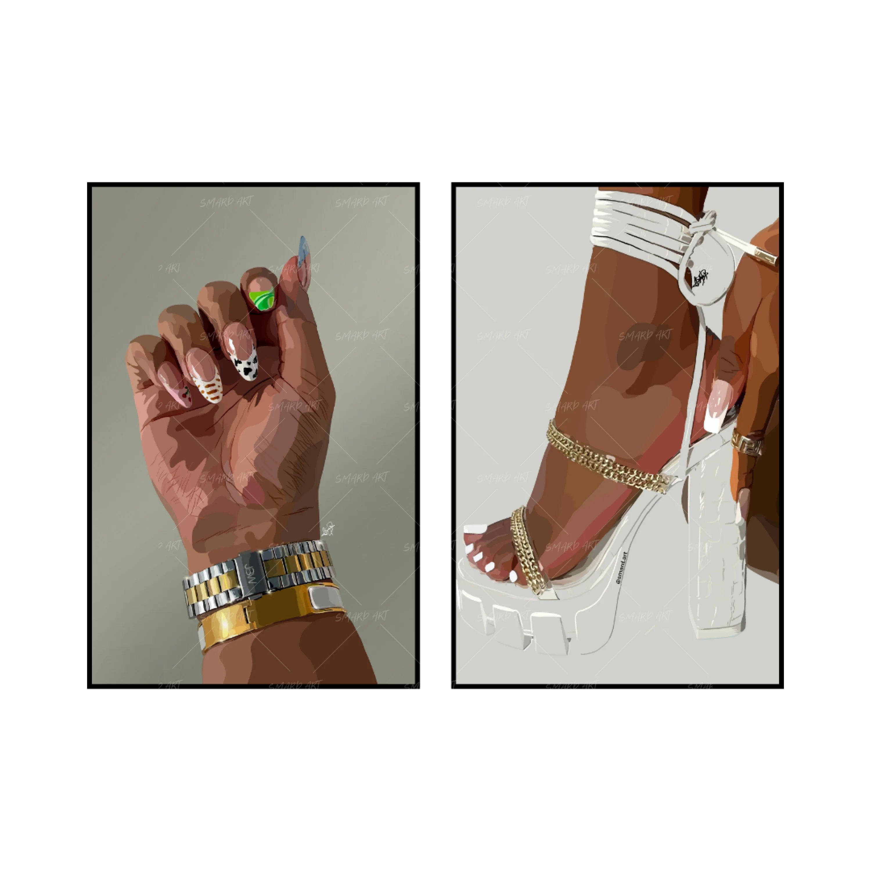 Art Print Bundle : Colourful Nails + Heel Me II