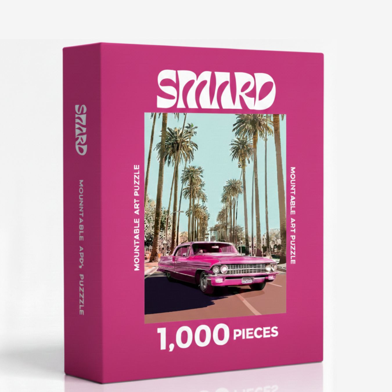 Cali Cruisin' Pink Puzzle-wall art print featuring decorative artistic design suitable for living rooms, offices, and schools by SmardArt