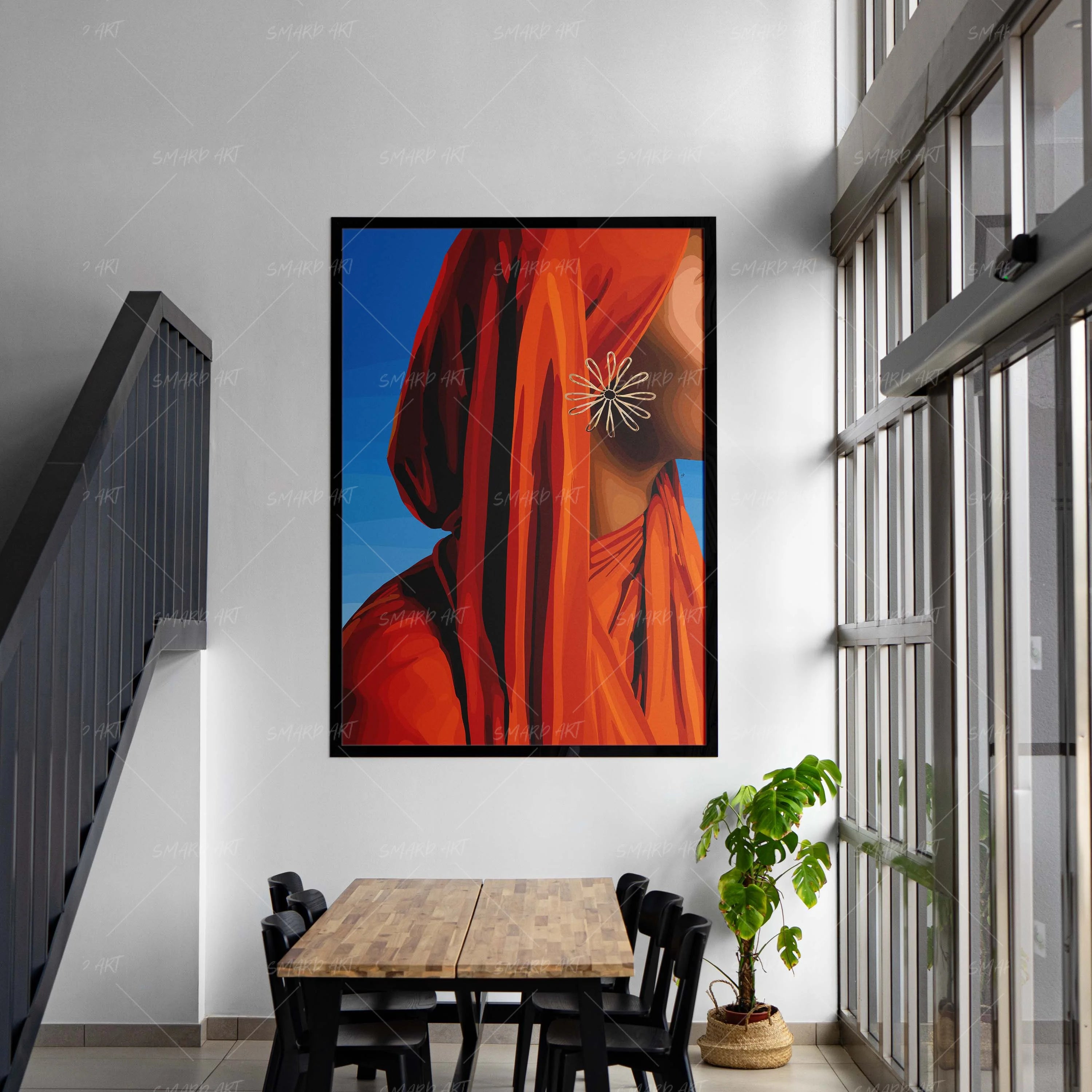 Veiled Radiance-wall art print featuring decorative artistic design suitable for living rooms, offices, and schools by SmardArt. Elevate your space with Black wall art that speaks to culture, identity, and creativity. At Smard, we celebrate artistry made with melanin, bringing powerful and inspiring designs to life.