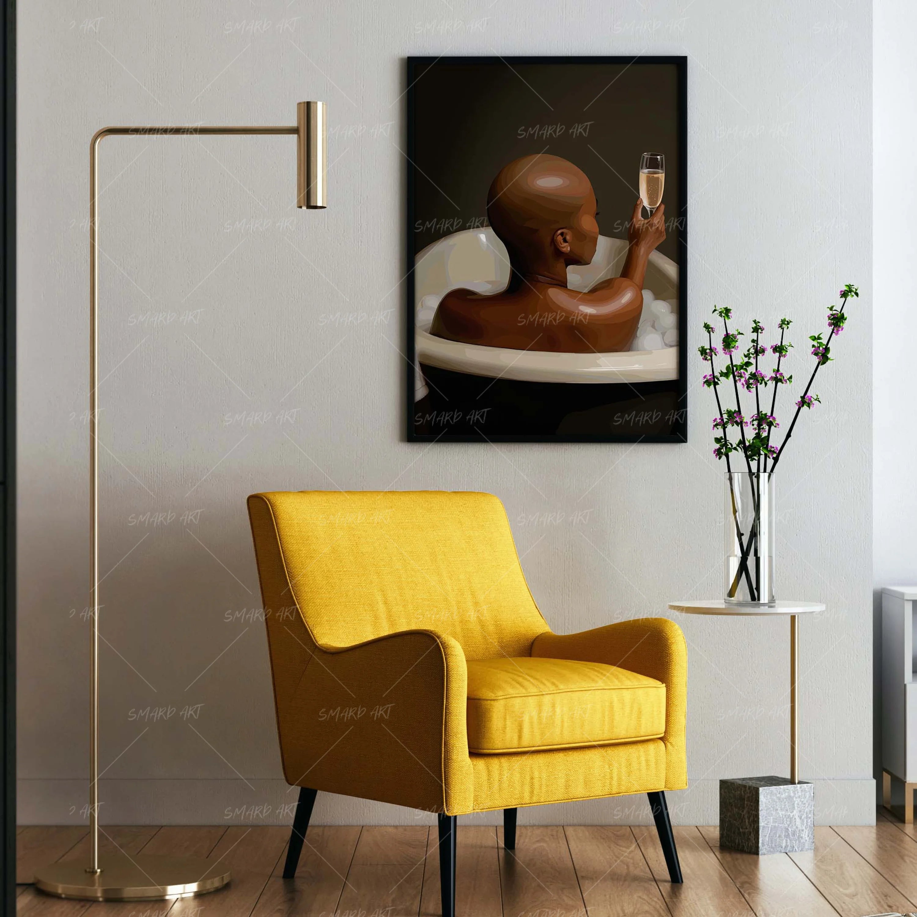 Bald & Becoming-wall art print featuring decorative artistic design suitable for living rooms, offices, and schools by SmardArt. Elevate your space with Black wall art that speaks to culture, identity, and creativity. At Smard, we celebrate artistry made with melanin, bringing powerful and inspiring designs to life.