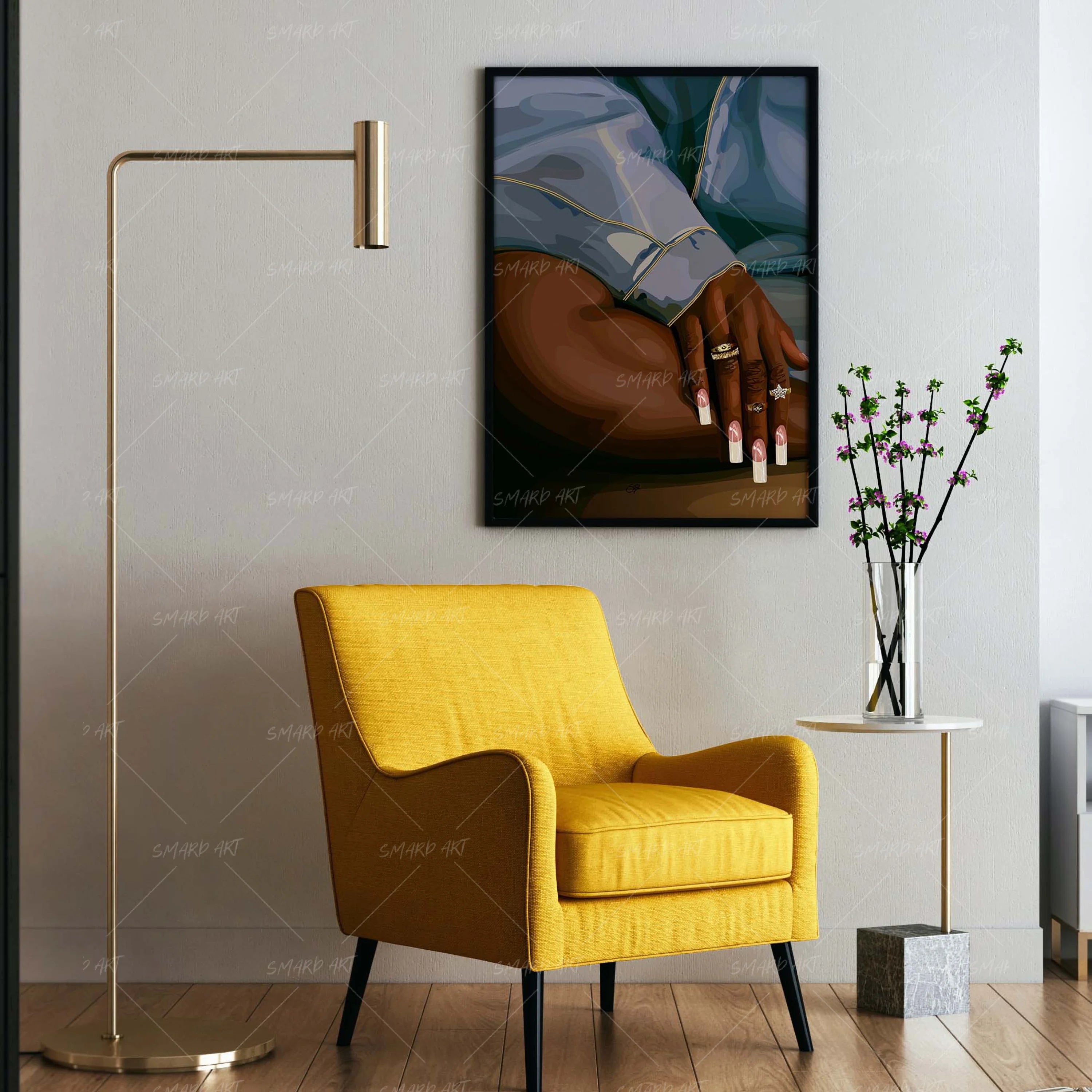 Denim Flow-wall art print featuring decorative artistic design suitable for living rooms, offices, and schools by SmardArt. Elevate your space with Black wall art that speaks to culture, identity, and creativity. At Smard, we celebrate artistry made with melanin, bringing powerful and inspiring designs to life.