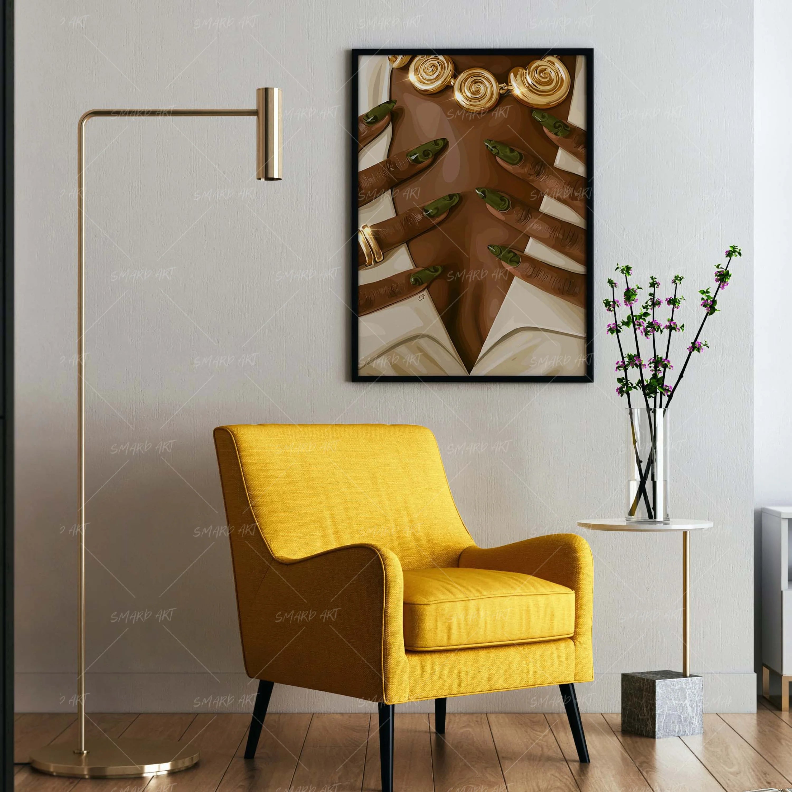 Polished-wall art print featuring decorative artistic design suitable for living rooms, offices, and schools by SmardArt. Elevate your space with Black wall art that speaks to culture, identity, and creativity. At Smard, we celebrate artistry made with melanin, bringing powerful and inspiring designs to life.