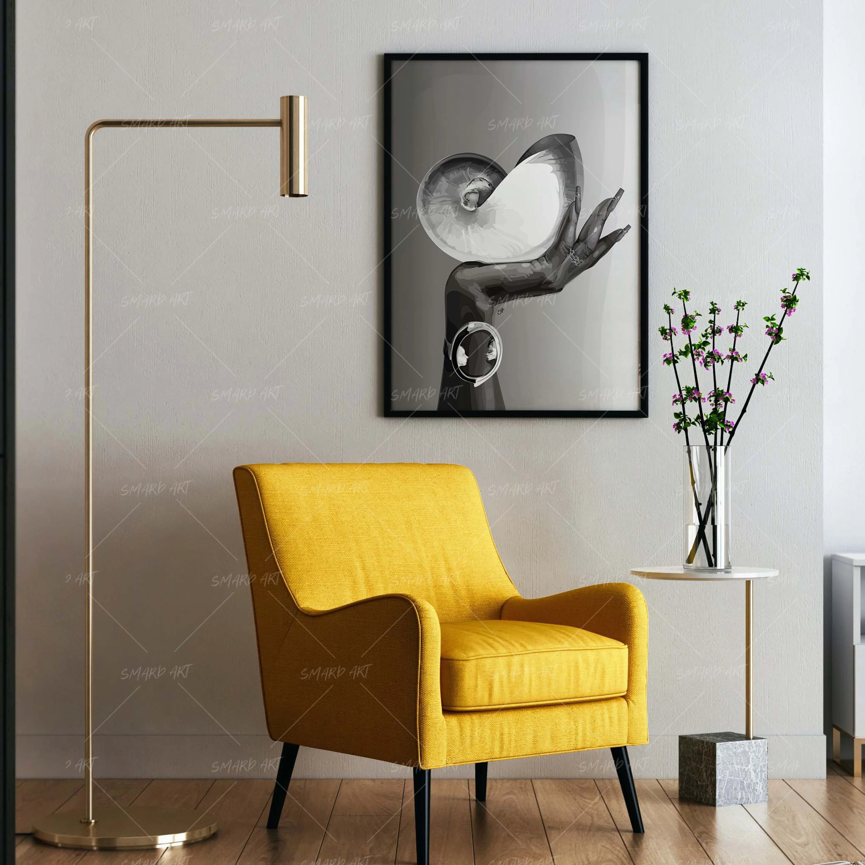 Palm Of The Sea-wall art print featuring decorative artistic design suitable for living rooms, offices, and schools by SmardArt. Elevate your space with Black wall art that speaks to culture, identity, and creativity. At Smard, we celebrate artistry made with melanin, bringing powerful and inspiring designs to life.