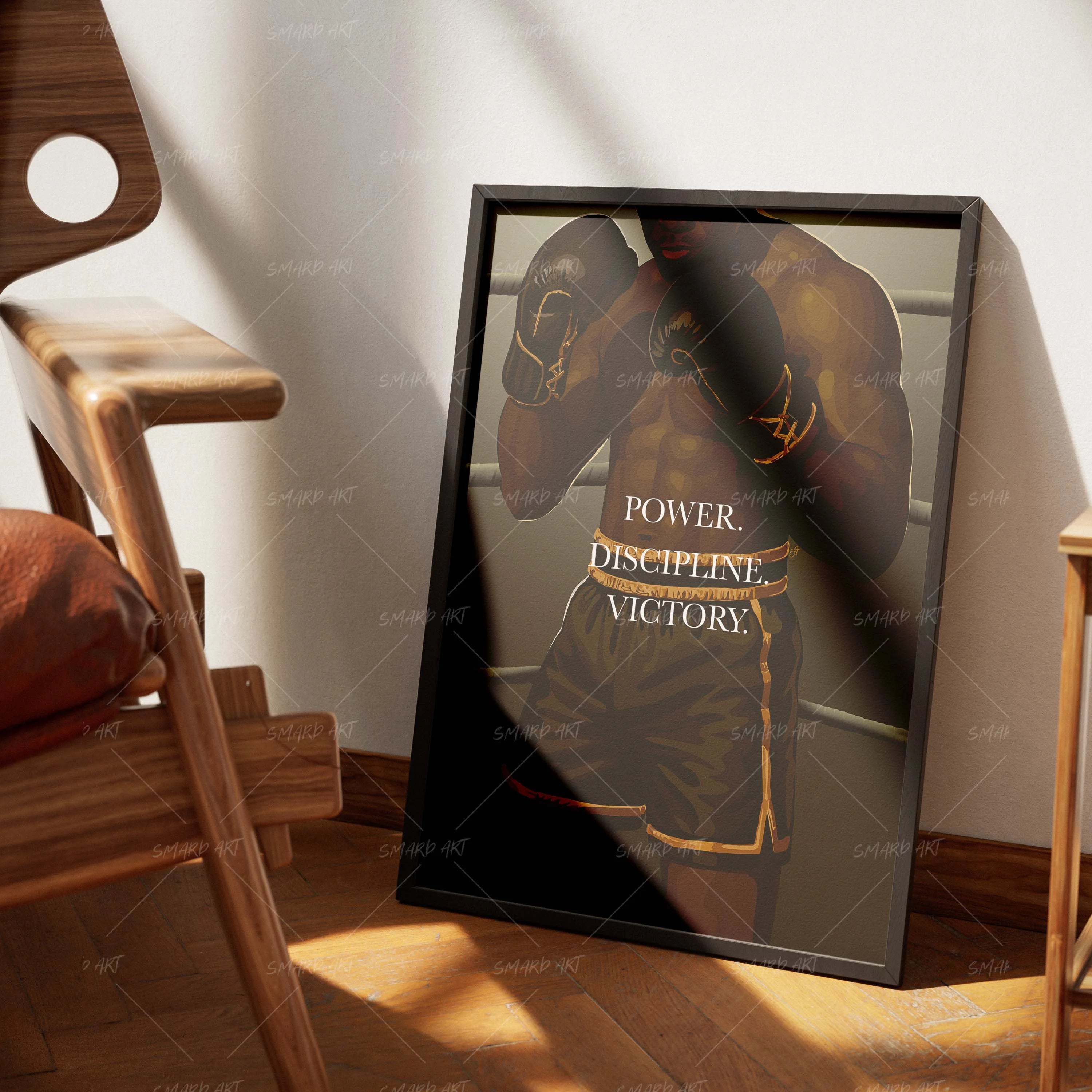 Fight Night-wall art print featuring decorative artistic design suitable for living rooms, offices, and schools by SmardArt. Elevate your space with Black wall art that speaks to culture, identity, and creativity. At Smard, we celebrate artistry made with melanin, bringing powerful and inspiring designs to life.