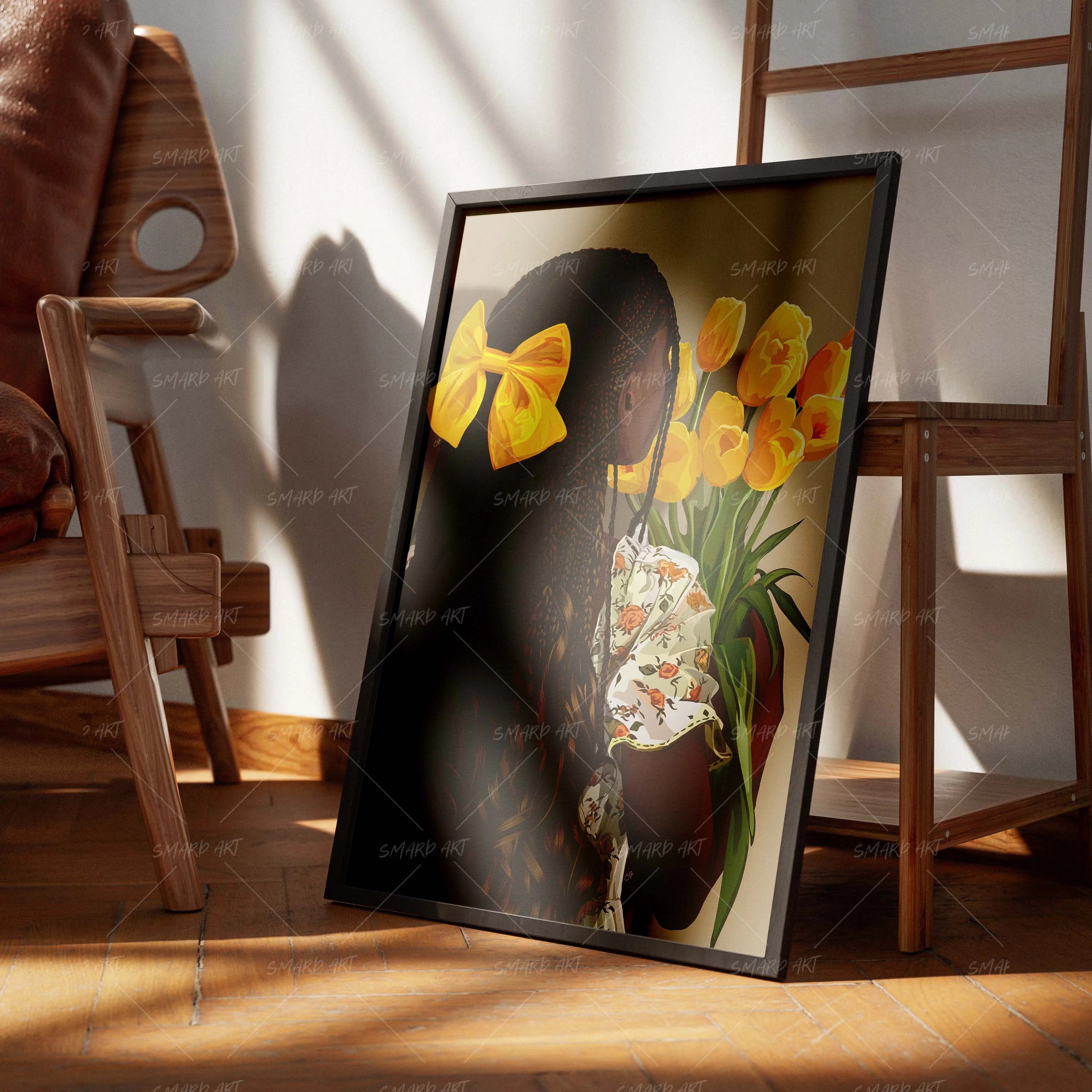 Ethereal Moment-wall art print featuring decorative artistic design suitable for living rooms, offices, and schools by SmardArt. Elevate your space with Black wall art that speaks to culture, identity, and creativity. At Smard, we celebrate artistry made with melanin, bringing powerful and inspiring designs to life.