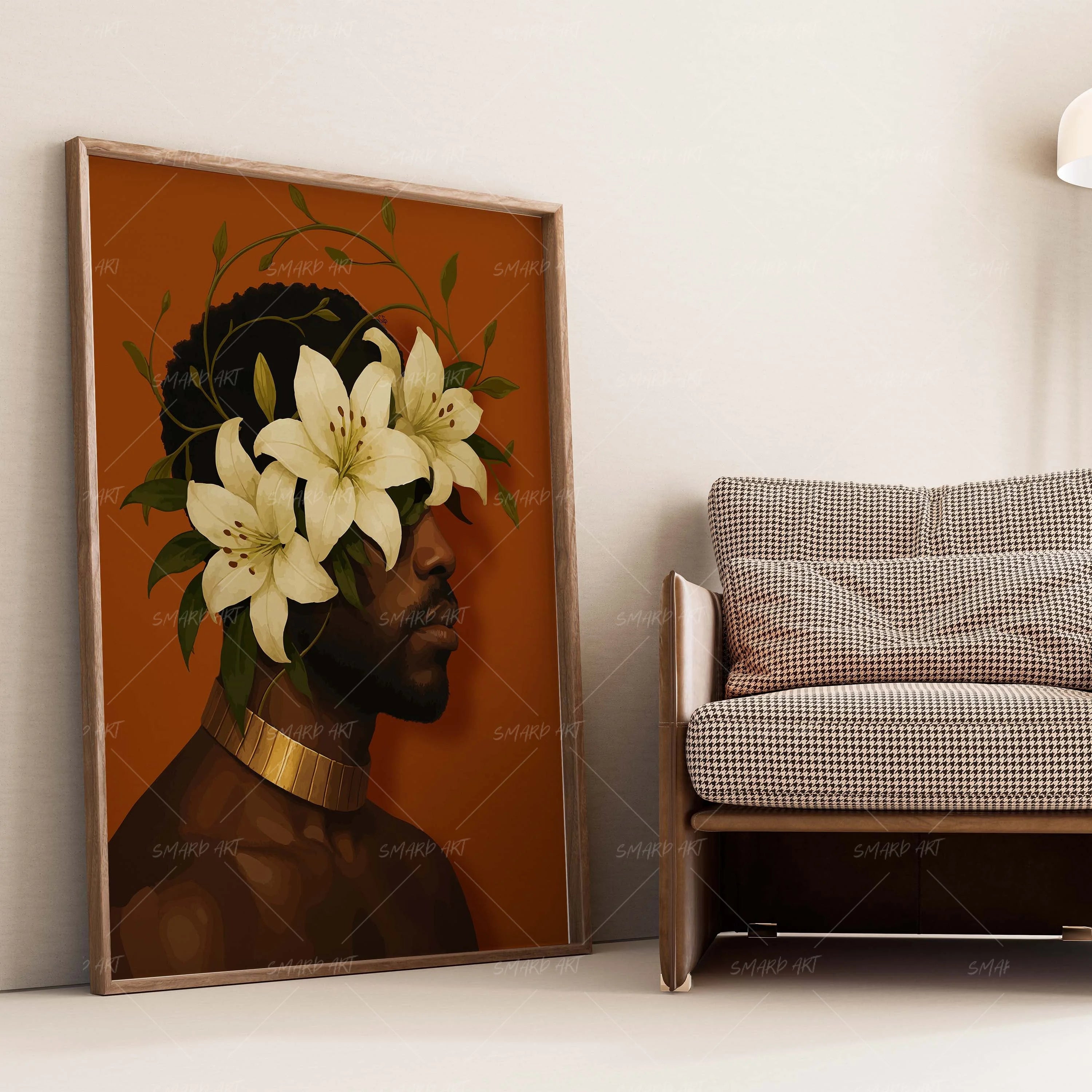 Petal Crown-wall art print featuring decorative artistic design suitable for living rooms, offices, and schools by SmardArt. Elevate your space with Black wall art that speaks to culture, identity, and creativity. At Smard, we celebrate artistry made with melanin, bringing powerful and inspiring designs to life.