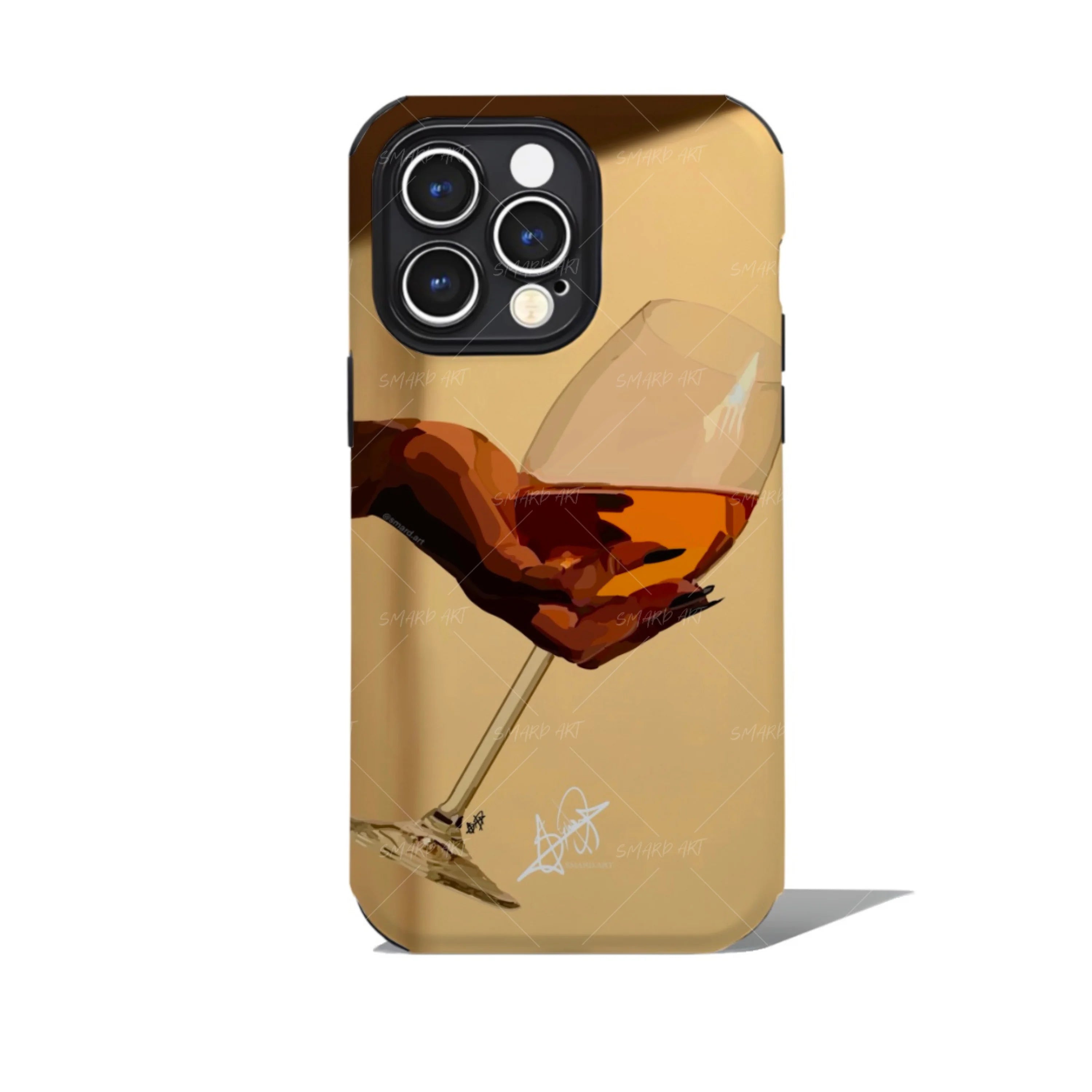 Wine & Sun Phone Case-wall art print featuring decorative artistic design suitable for living rooms, offices, and schools by SmardArt