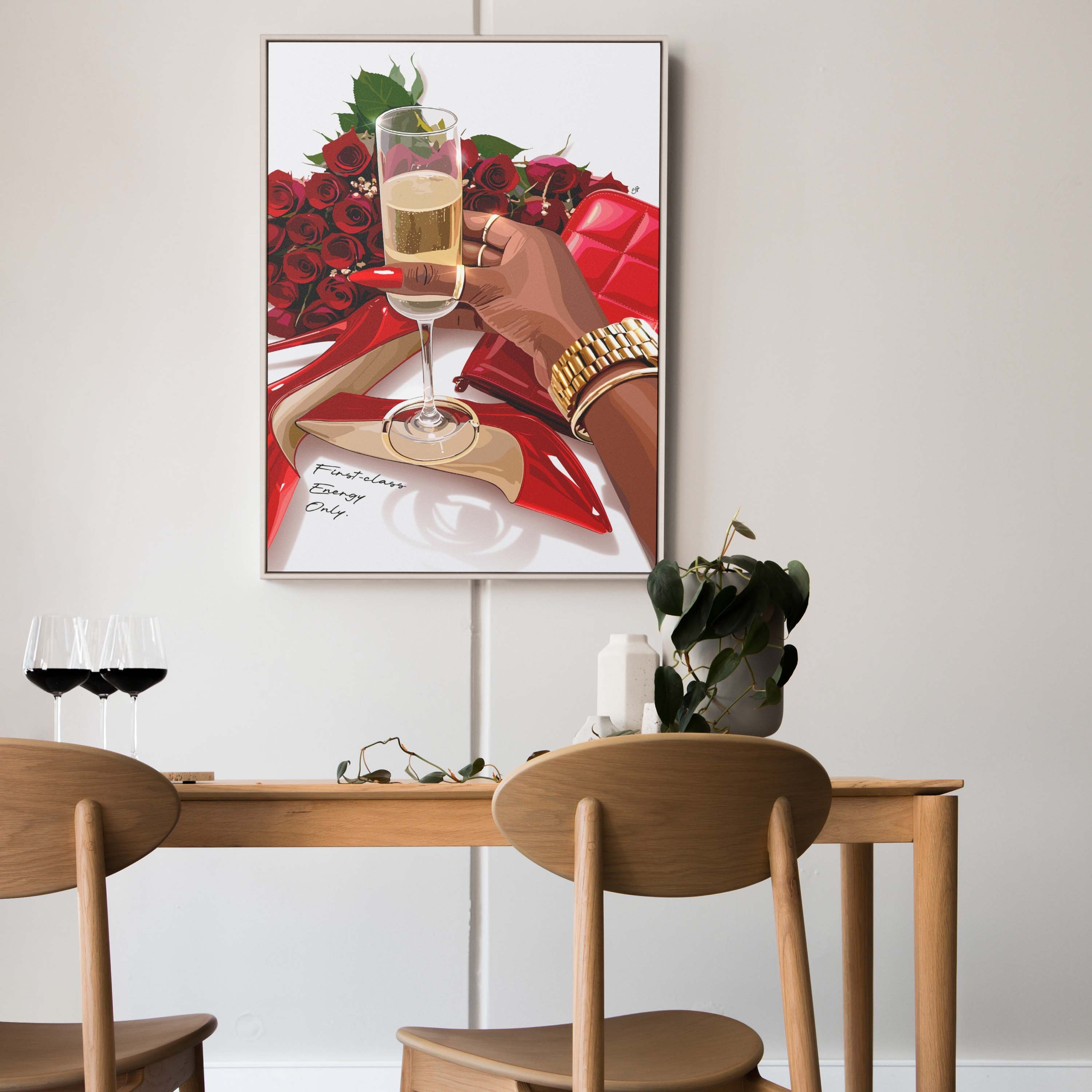 First-Class Energy Only-wall art print featuring decorative artistic design suitable for living rooms, offices, and schools by SmardArt. Elevate your space with Black wall art that speaks to culture, identity, and creativity. At Smard, we celebrate artistry made with melanin, bringing powerful and inspiring designs to life.