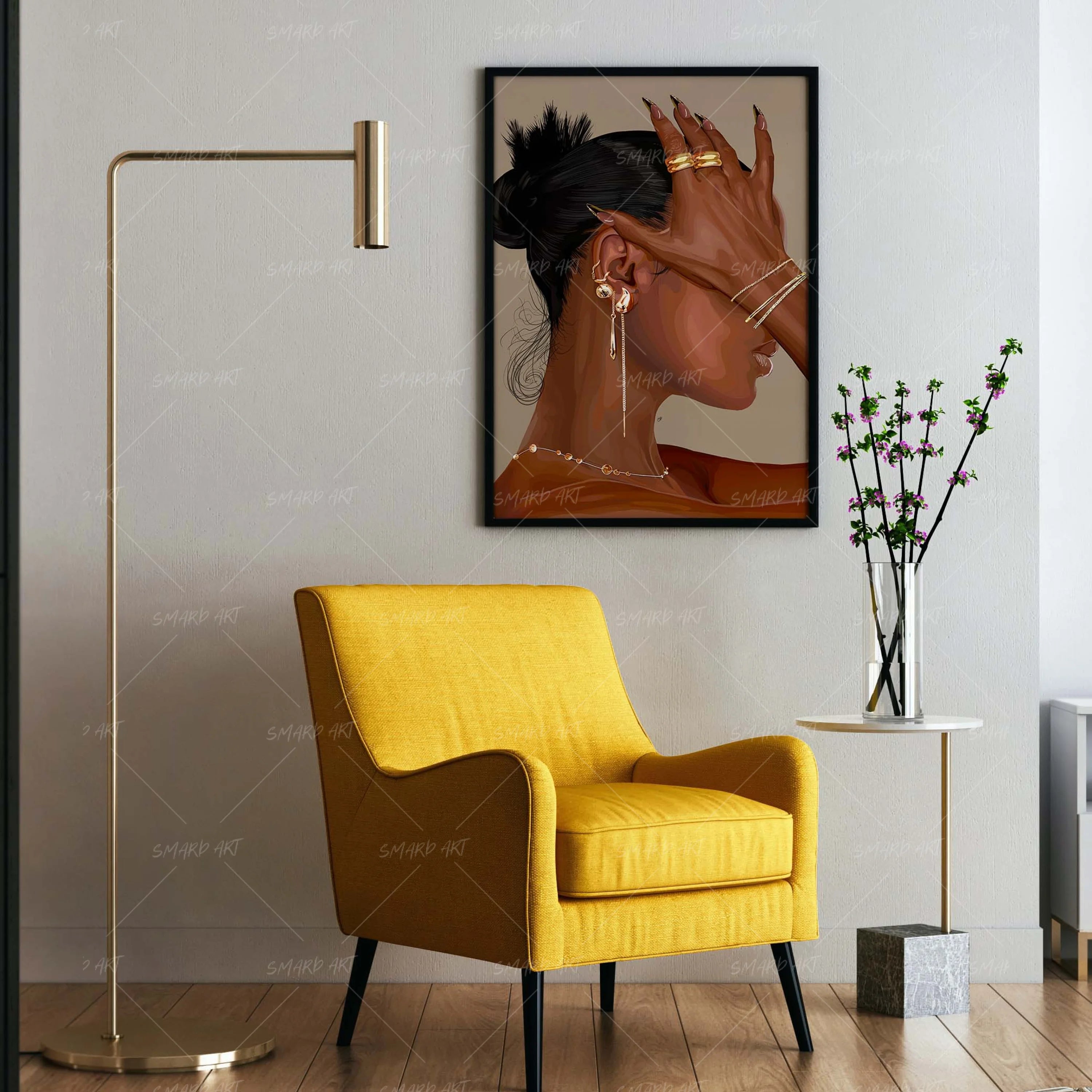 Faceless Flex-wall art print featuring decorative artistic design suitable for living rooms, offices, and schools by SmardArt. Elevate your space with Black wall art that speaks to culture, identity, and creativity. At Smard, we celebrate artistry made with melanin, bringing powerful and inspiring designs to life.
