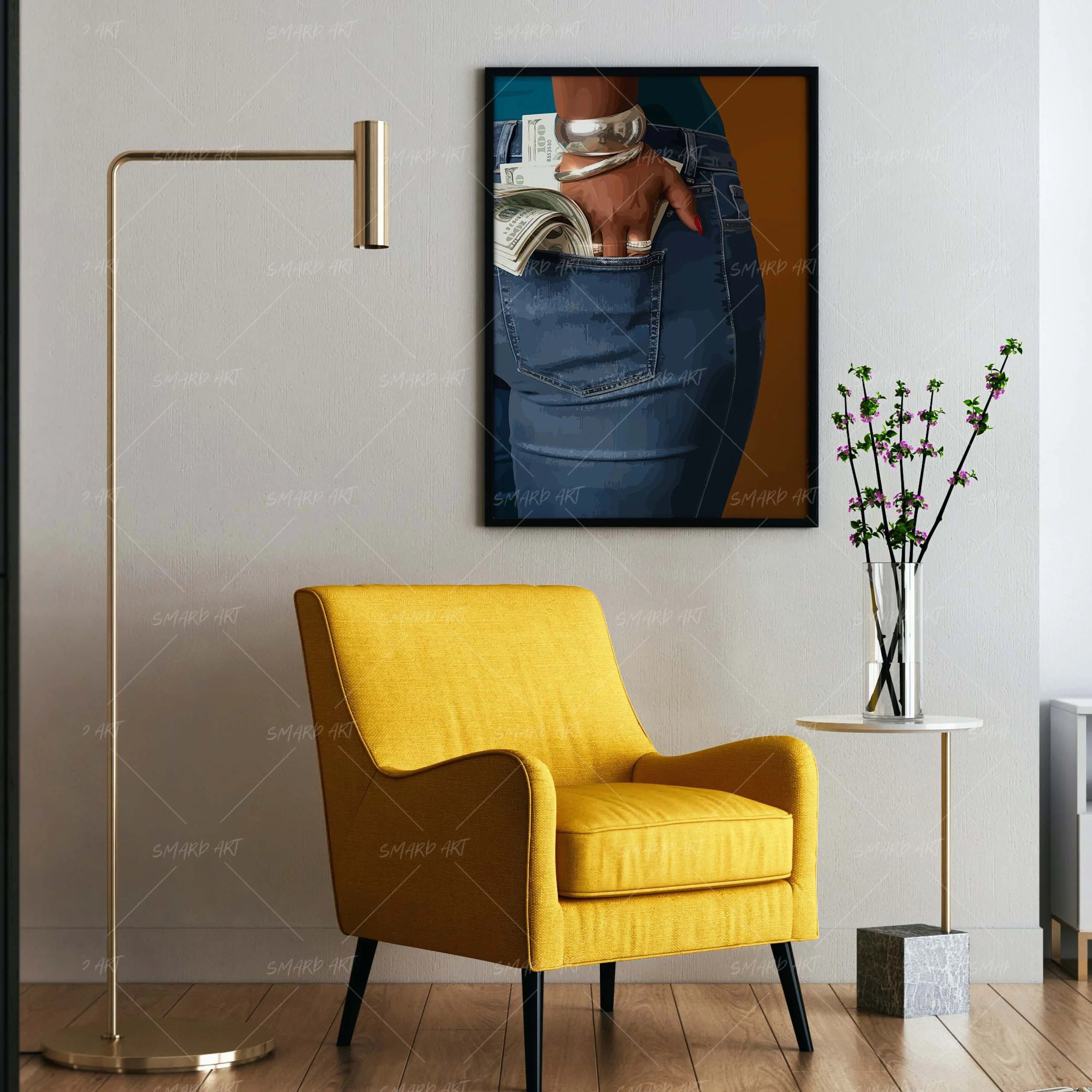 Heavy Pockets-wall art print featuring decorative artistic design suitable for living rooms, offices, and schools by SmardArt. Elevate your space with Black wall art that speaks to culture, identity, and creativity. At Smard, we celebrate artistry made with melanin, bringing powerful and inspiring designs to life.