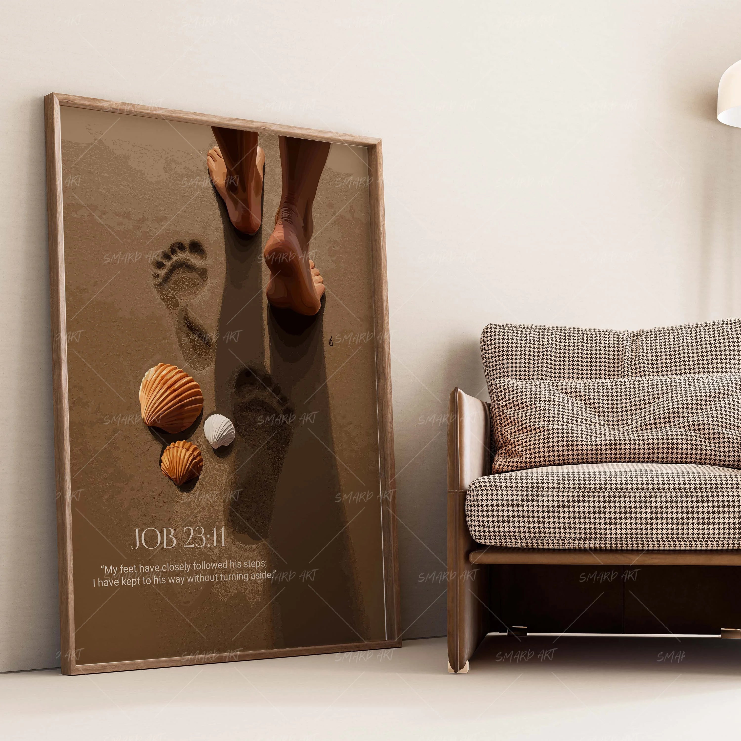 Job 23:11-wall art print featuring decorative artistic design suitable for living rooms, offices, and schools by SmardArt. Elevate your space with Black wall art that speaks to culture, identity, and creativity. At Smard, we celebrate artistry made with melanin, bringing powerful and inspiring designs to life.