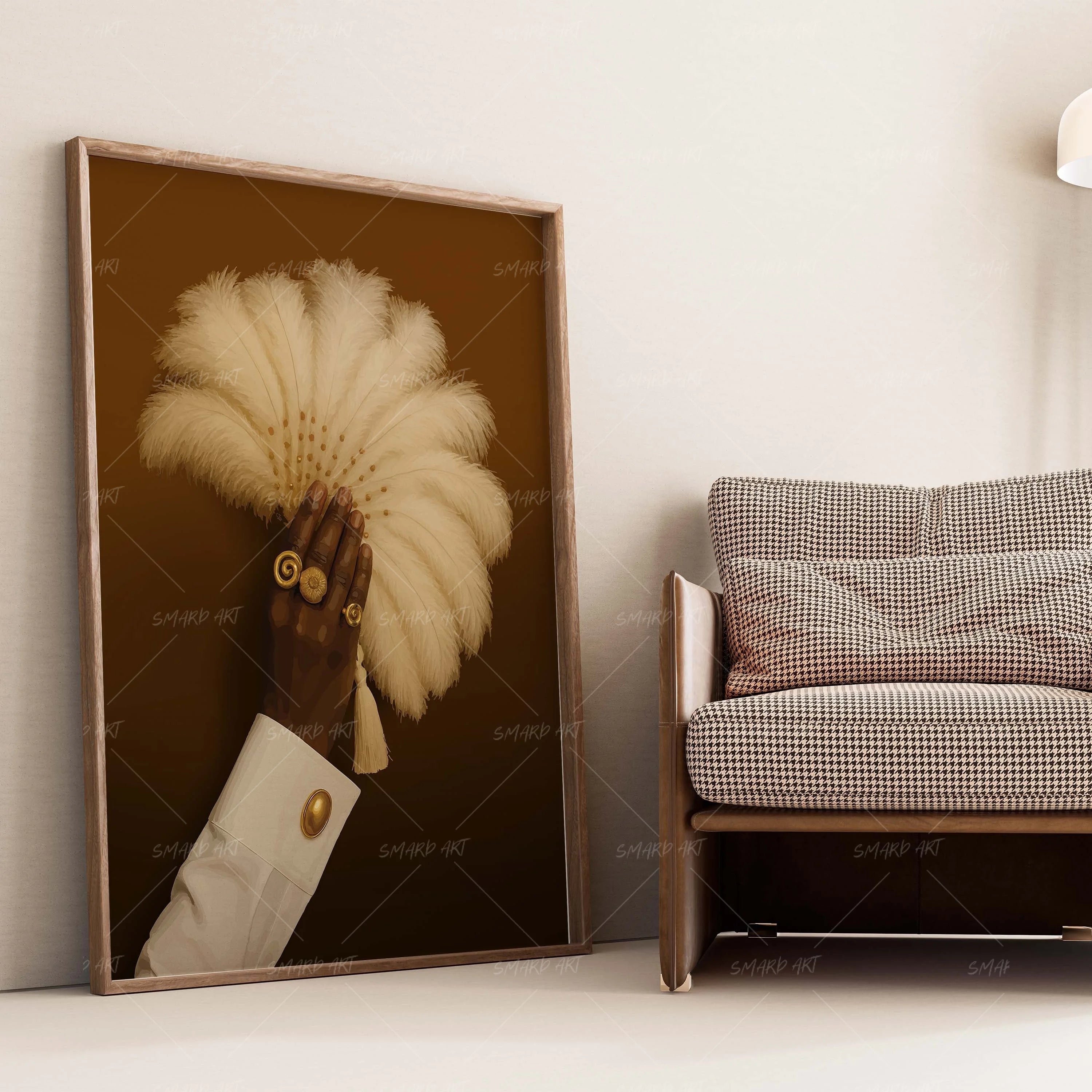 The Fan Affair-wall art print featuring decorative artistic design suitable for living rooms, offices, and schools by SmardArt. Elevate your space with Black wall art that speaks to culture, identity, and creativity. At Smard, we celebrate artistry made with melanin, bringing powerful and inspiring designs to life.