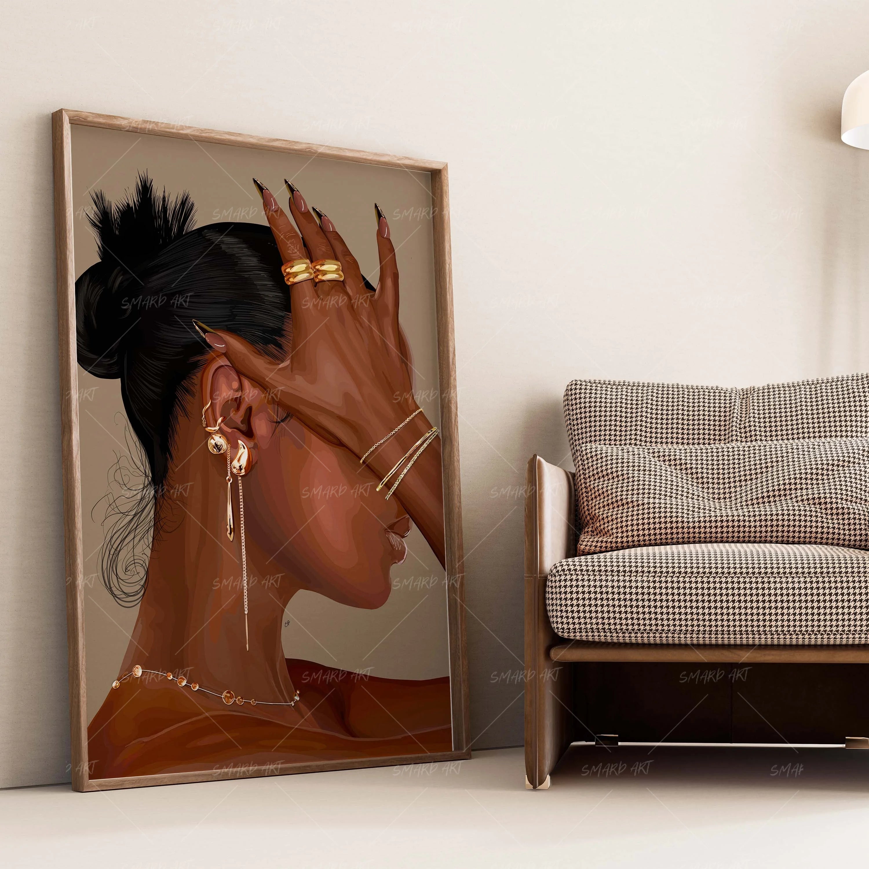 Faceless Flex-wall art print featuring decorative artistic design suitable for living rooms, offices, and schools by SmardArt. Elevate your space with Black wall art that speaks to culture, identity, and creativity. At Smard, we celebrate artistry made with melanin, bringing powerful and inspiring designs to life.