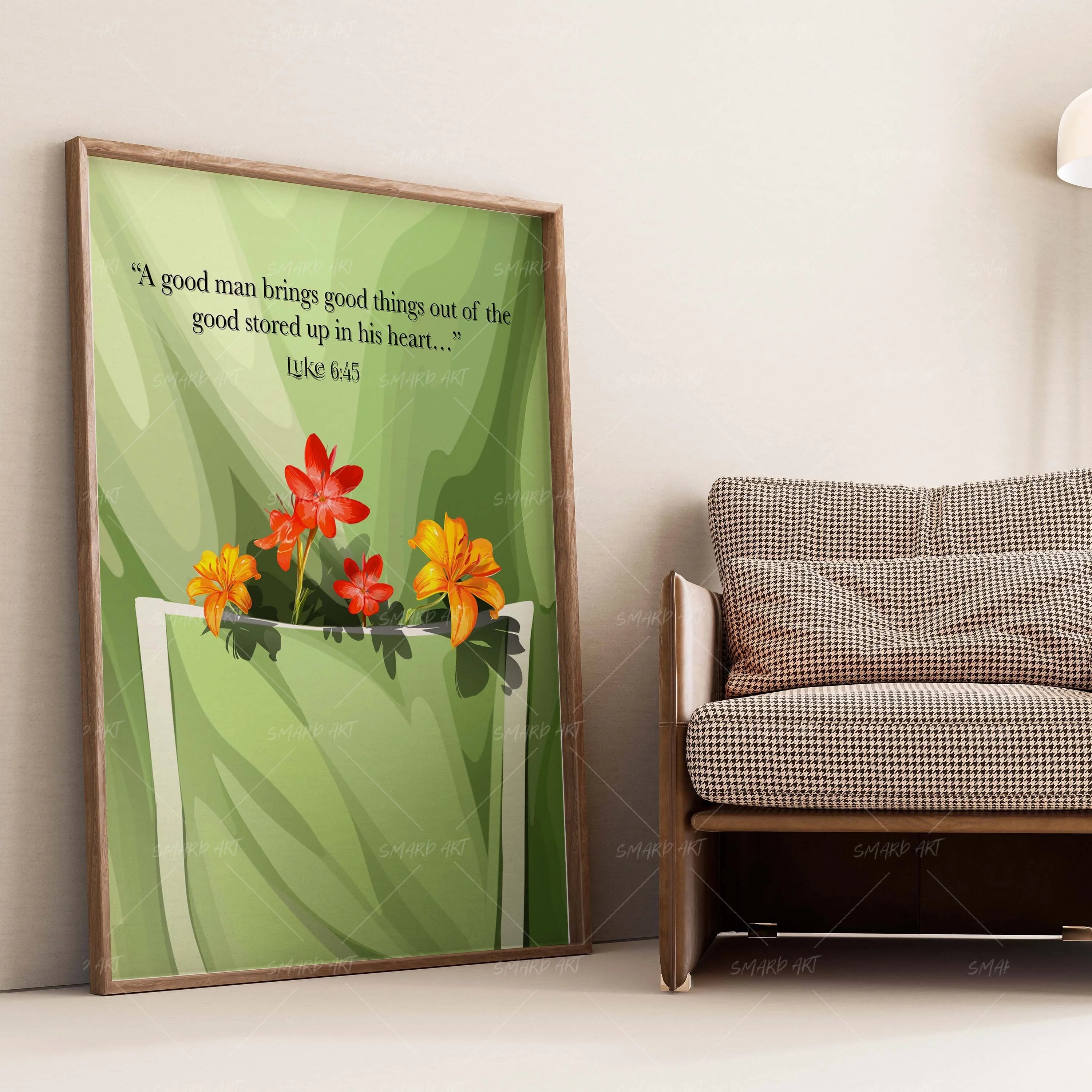 Luke 6:45-wall art print featuring decorative artistic design suitable for living rooms, offices, and schools by SmardArt. Elevate your space with Black wall art that speaks to culture, identity, and creativity. At Smard, we celebrate artistry made with melanin, bringing powerful and inspiring designs to life.