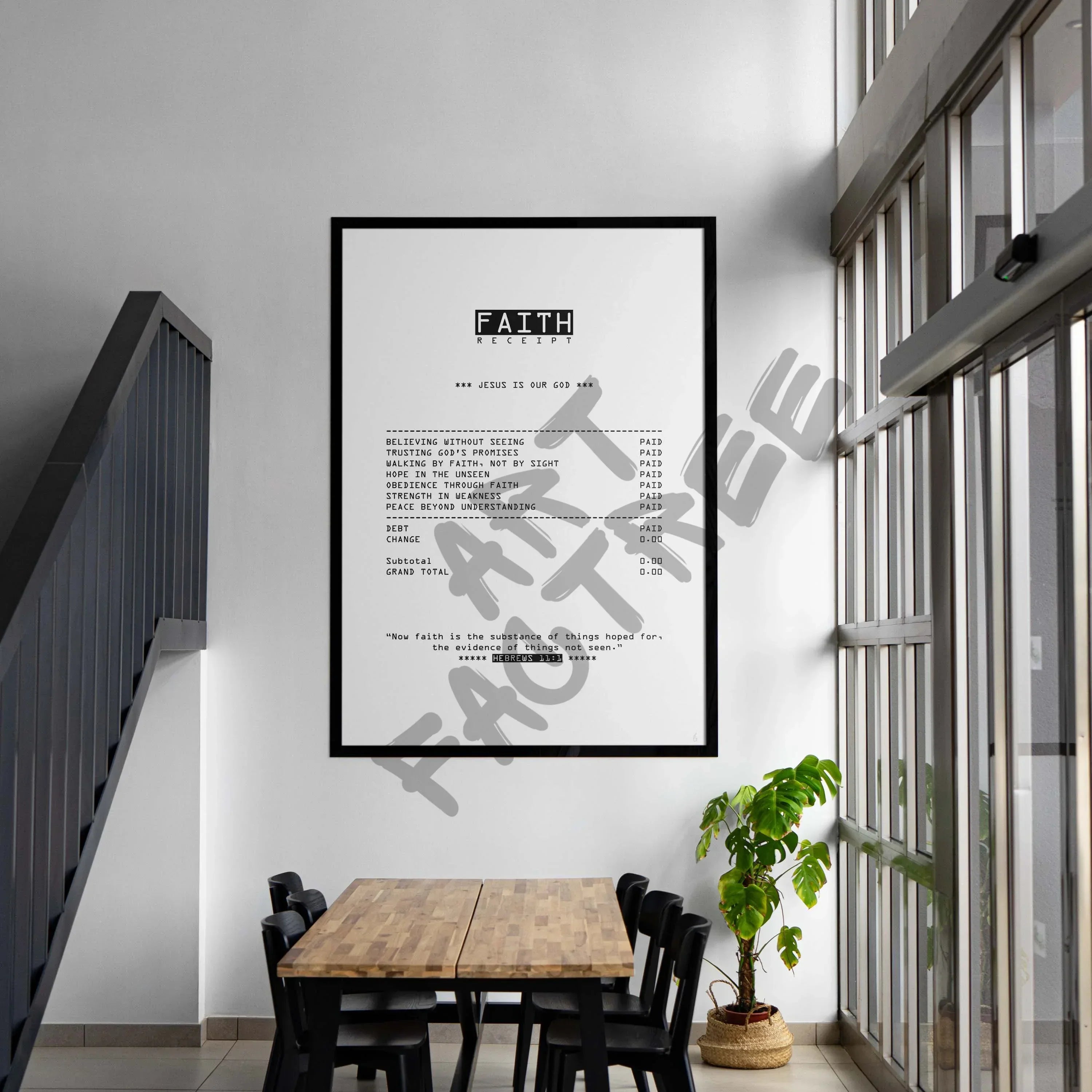 Faith-wall art print featuring decorative artistic design suitable for living rooms, offices, and schools by SmardArt. Elevate your space with Black wall art that speaks to culture, identity, and creativity. At Smard, we celebrate artistry made with melanin, bringing powerful and inspiring designs to life.