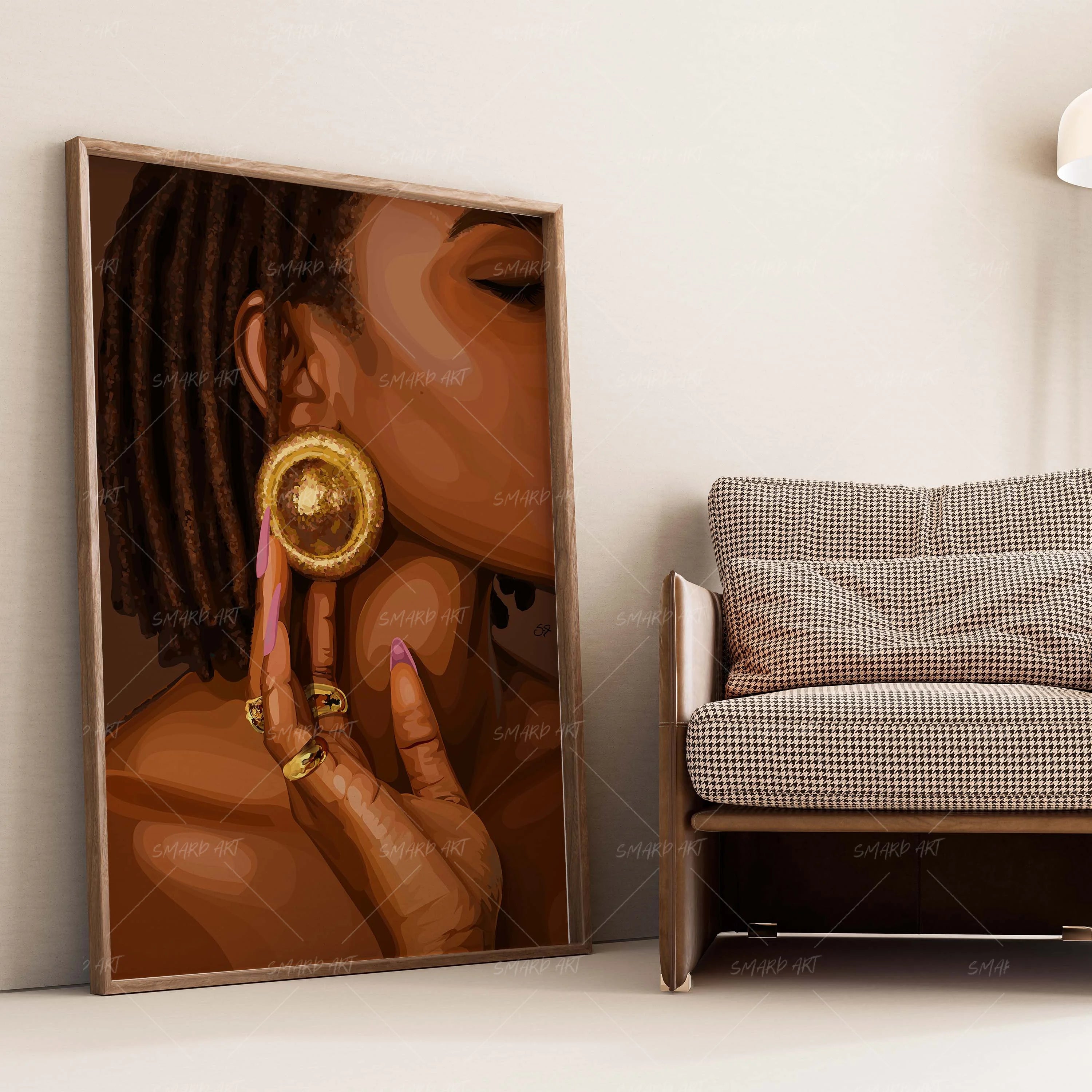 Bold Lobe-wall art print featuring decorative artistic design suitable for living rooms, offices, and schools by SmardArt. Elevate your space with Black wall art that speaks to culture, identity, and creativity. At Smard, we celebrate artistry made with melanin, bringing powerful and inspiring designs to life.