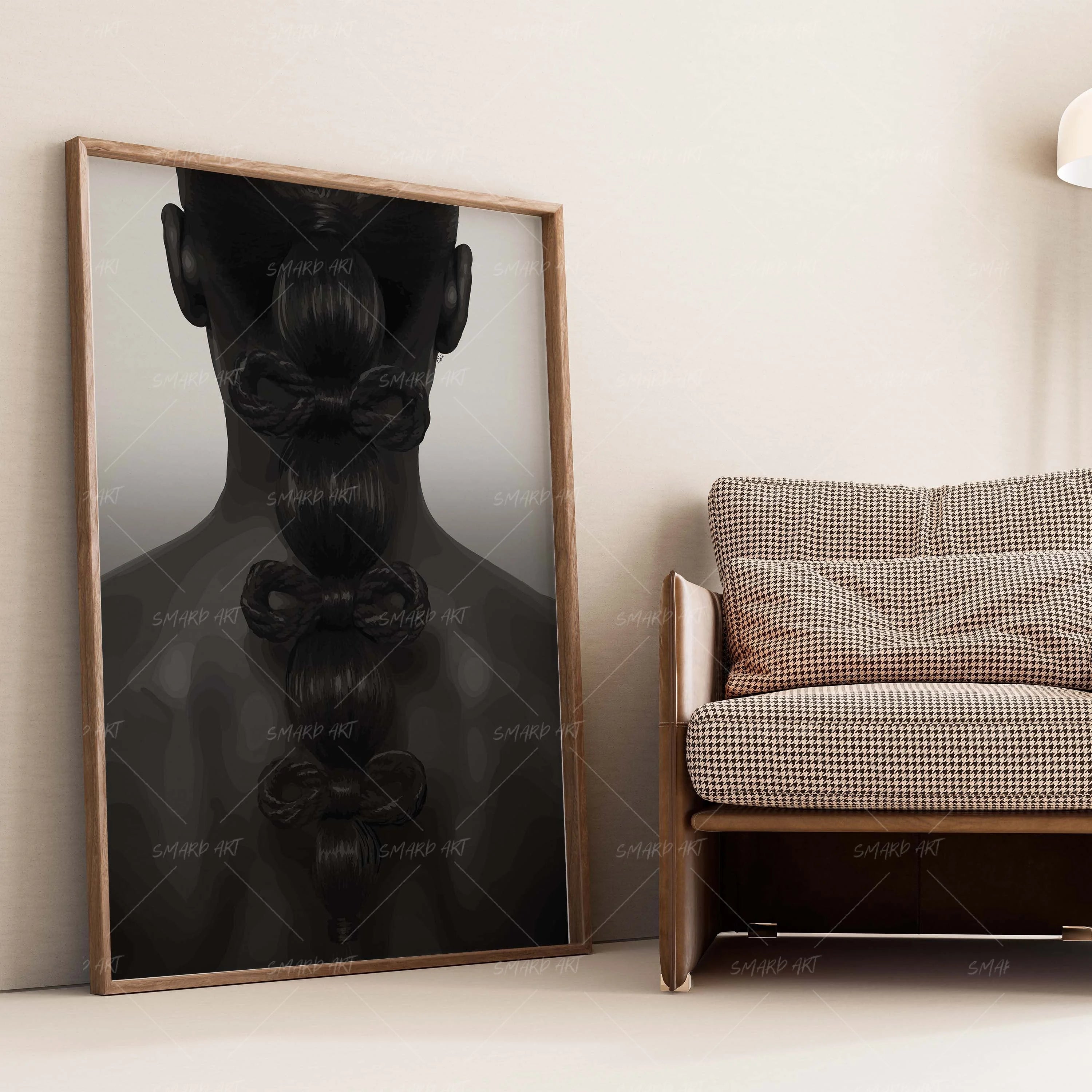 Braidwork-wall art print featuring decorative artistic design suitable for living rooms, offices, and schools by SmardArt. Elevate your space with Black wall art that speaks to culture, identity, and creativity. At Smard, we celebrate artistry made with melanin, bringing powerful and inspiring designs to life.
