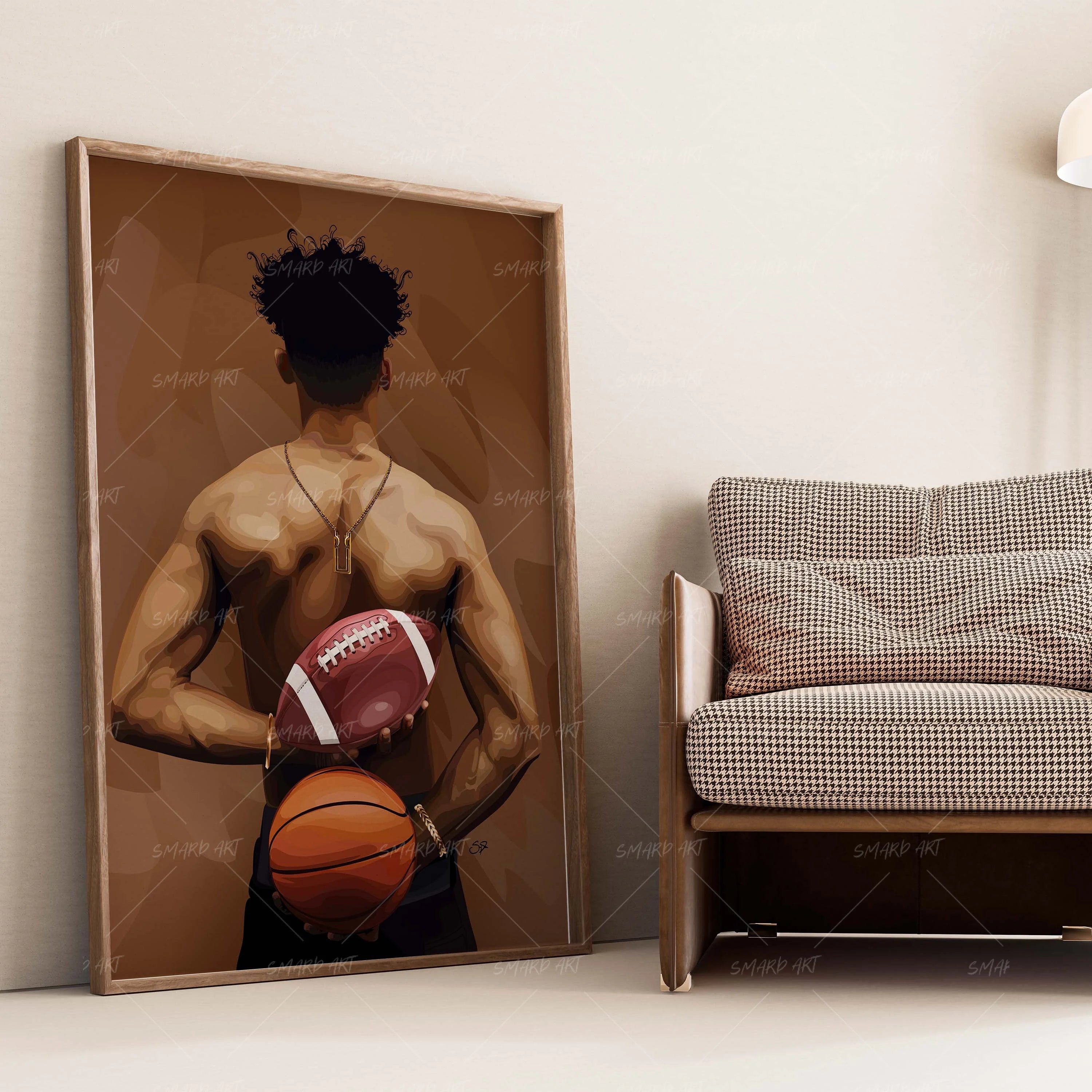 Ball Control-wall art print featuring decorative artistic design suitable for living rooms, offices, and schools by SmardArt. Elevate your space with Black wall art that speaks to culture, identity, and creativity. At Smard, we celebrate artistry made with melanin, bringing powerful and inspiring designs to life.