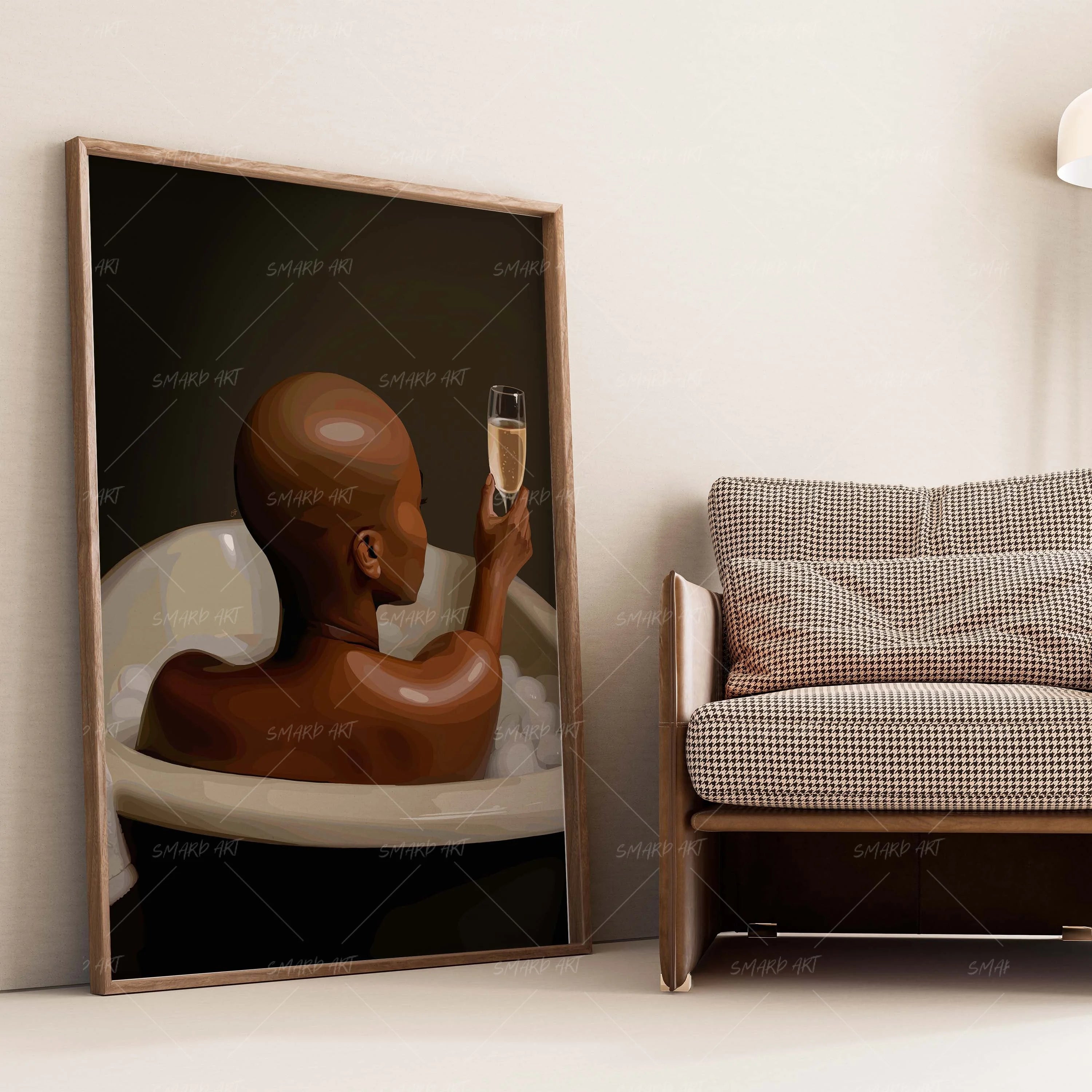Bald & Becoming-wall art print featuring decorative artistic design suitable for living rooms, offices, and schools by SmardArt. Elevate your space with Black wall art that speaks to culture, identity, and creativity. At Smard, we celebrate artistry made with melanin, bringing powerful and inspiring designs to life.