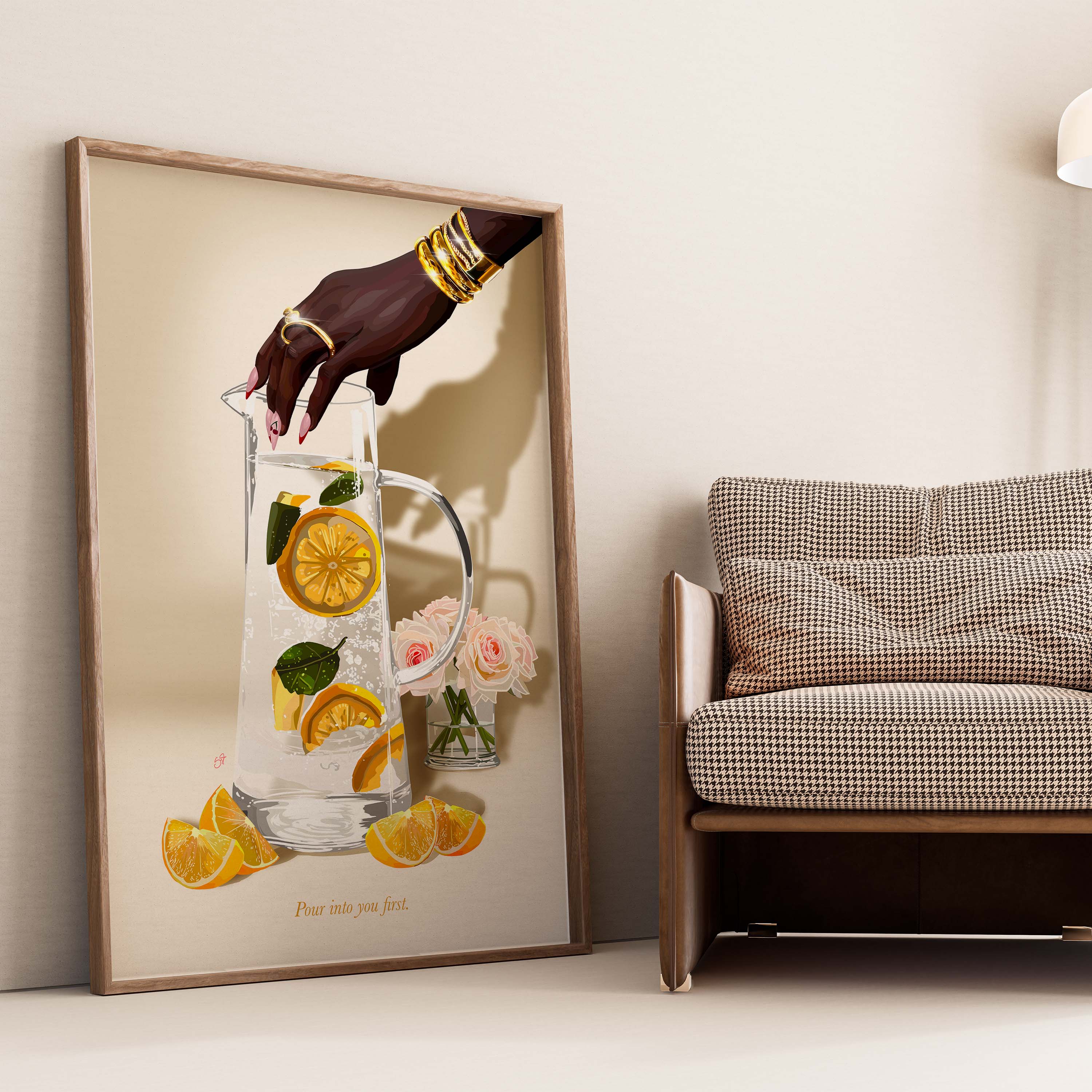 Pour Into You First II-wall art print featuring decorative artistic design suitable for living rooms, offices, and schools by SmardArt. Elevate your space with Black wall art that speaks to culture, identity, and creativity. At Smard, we celebrate artistry made with melanin, bringing powerful and inspiring designs to life.