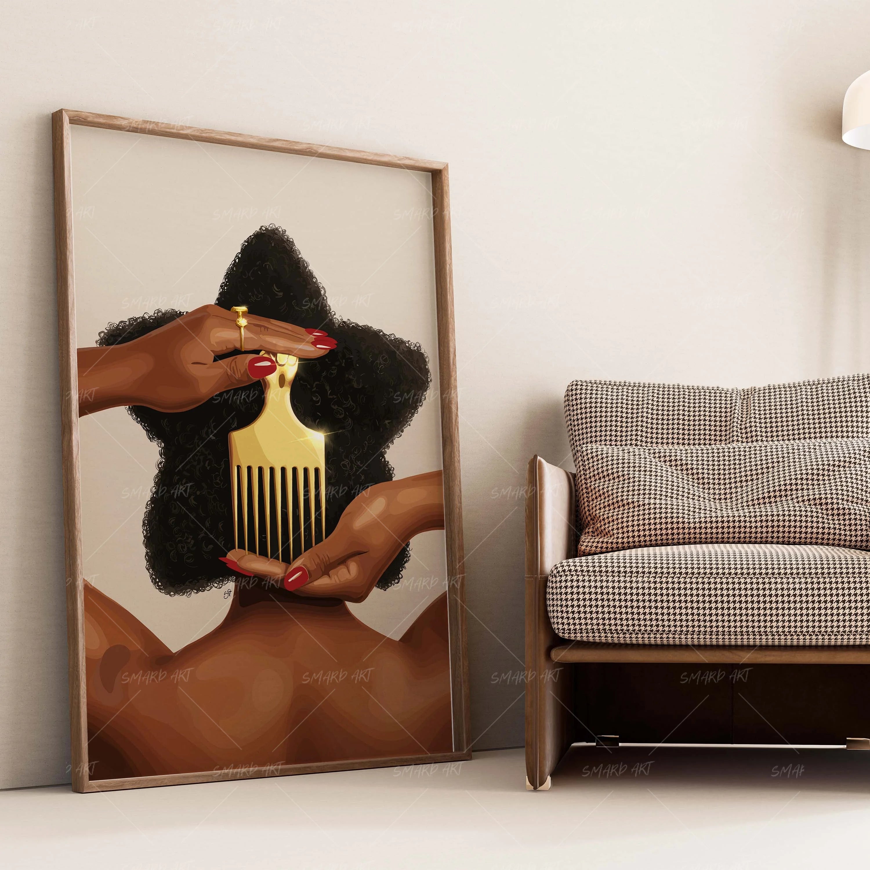Cosmic Crown-wall art print featuring decorative artistic design suitable for living rooms, offices, and schools by SmardArt. Elevate your space with Black wall art that speaks to culture, identity, and creativity. At Smard, we celebrate artistry made with melanin, bringing powerful and inspiring designs to life.