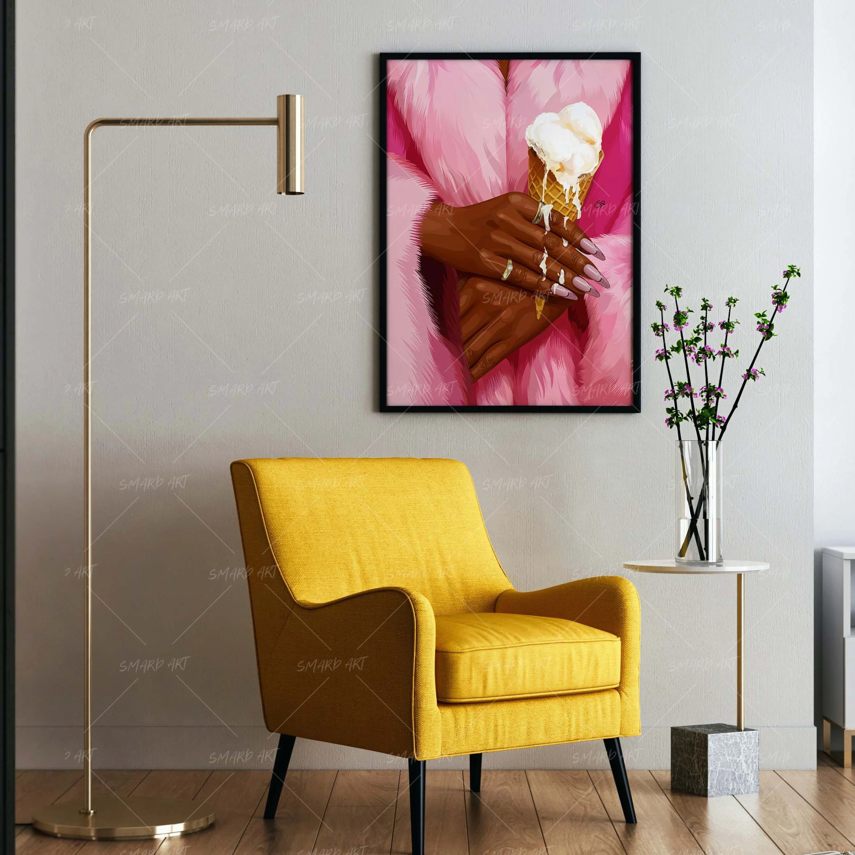 Melting Luxe-wall art print featuring decorative artistic design suitable for living rooms, offices, and schools by SmardArt. Elevate your space with Black wall art that speaks to culture, identity, and creativity. At Smard, we celebrate artistry made with melanin, bringing powerful and inspiring designs to life.