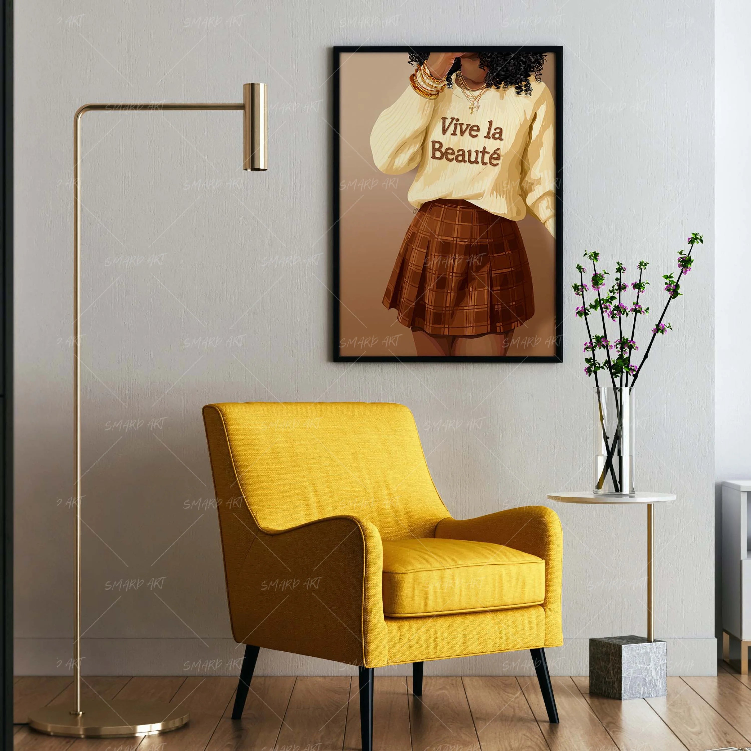 Vive La Beauté-wall art print featuring decorative artistic design suitable for living rooms, offices, and schools by SmardArt. Elevate your space with Black wall art that speaks to culture, identity, and creativity. At Smard, we celebrate artistry made with melanin, bringing powerful and inspiring designs to life.