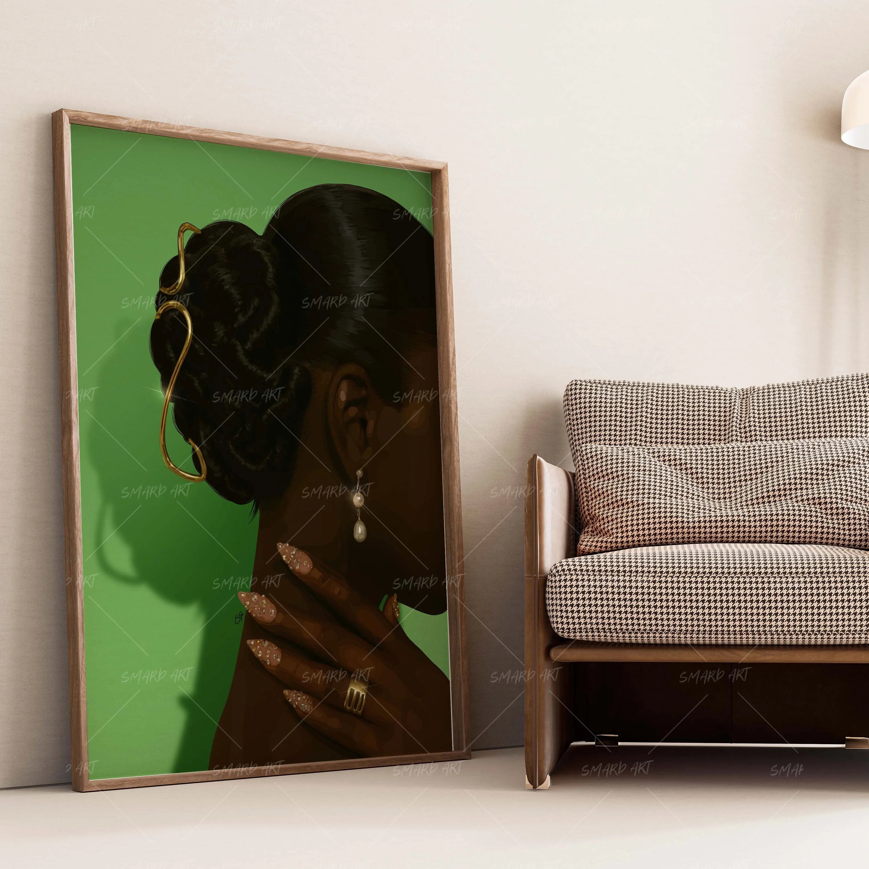 Elegance-wall art print featuring decorative artistic design suitable for living rooms, offices, and schools by SmardArt. Elevate your space with Black wall art that speaks to culture, identity, and creativity. At Smard, we celebrate artistry made with melanin, bringing powerful and inspiring designs to life.