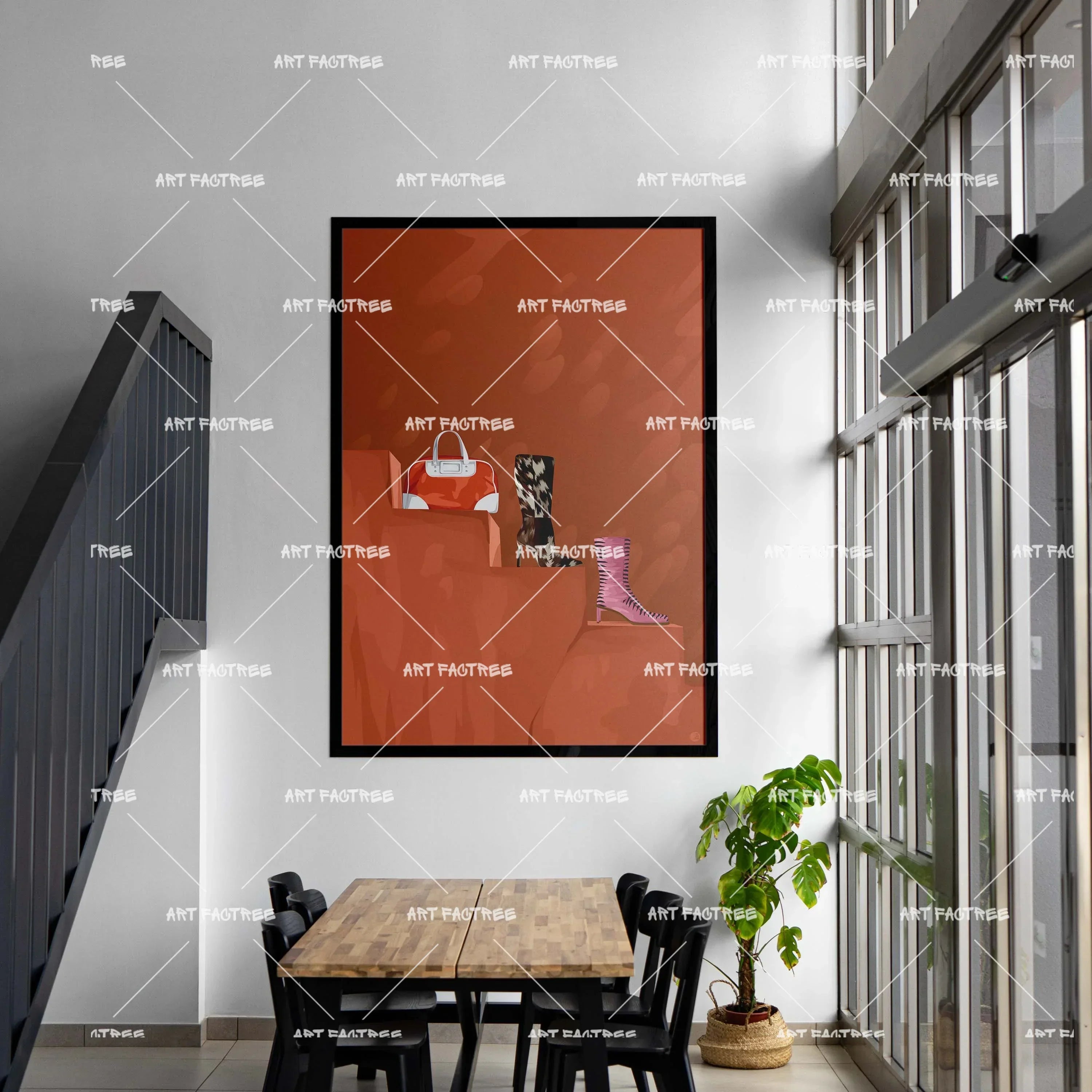 Staircase Stories (Smard X Anaya)-wall art print featuring decorative artistic design suitable for living rooms, offices, and schools by SmardArt. Elevate your space with Black wall art that speaks to culture, identity, and creativity. At Smard, we celebrate artistry made with melanin, bringing powerful and inspiring designs to life.