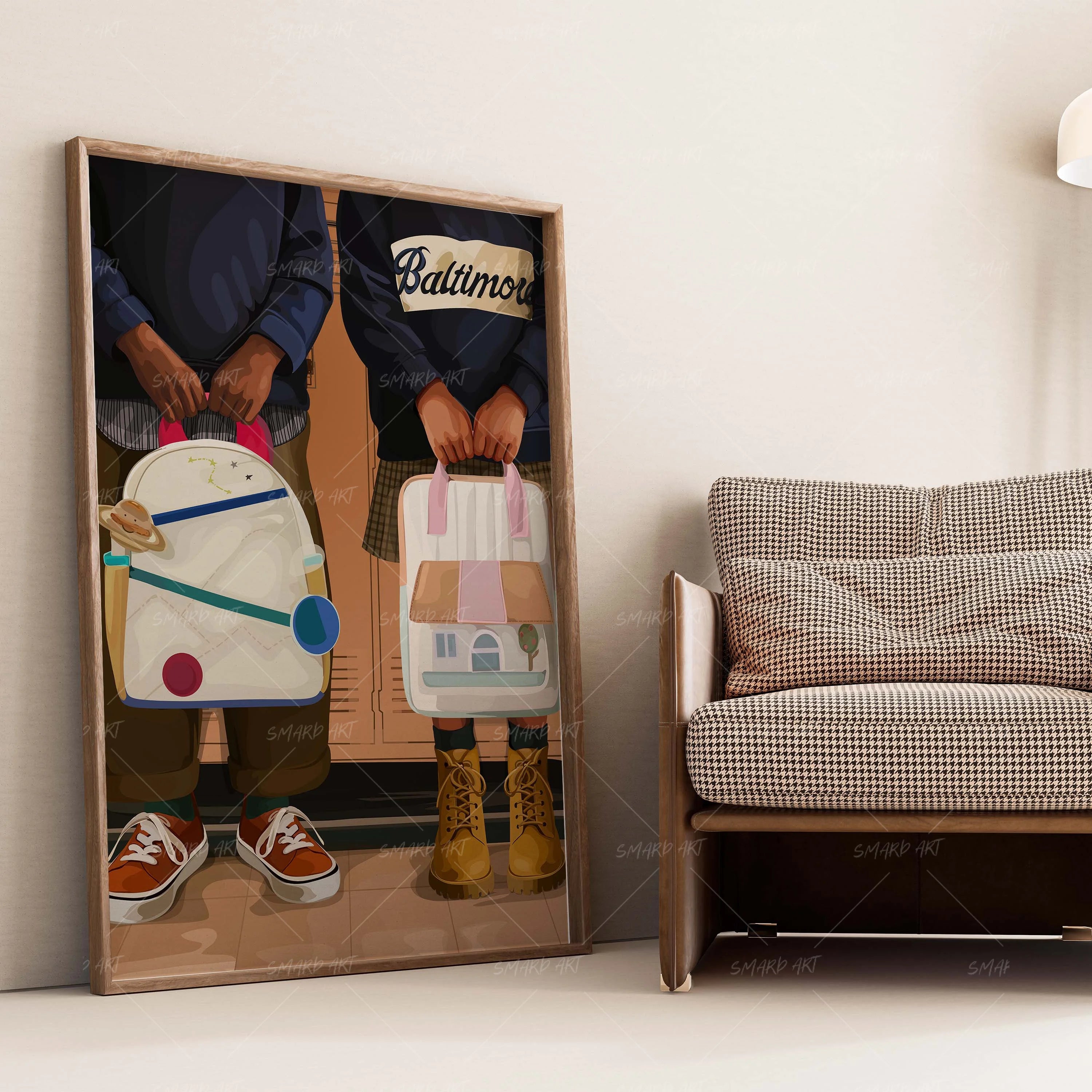 Classmates-wall art print featuring decorative artistic design suitable for living rooms, offices, and schools by SmardArt. Elevate your space with Black wall art that speaks to culture, identity, and creativity. At Smard, we celebrate artistry made with melanin, bringing powerful and inspiring designs to life.