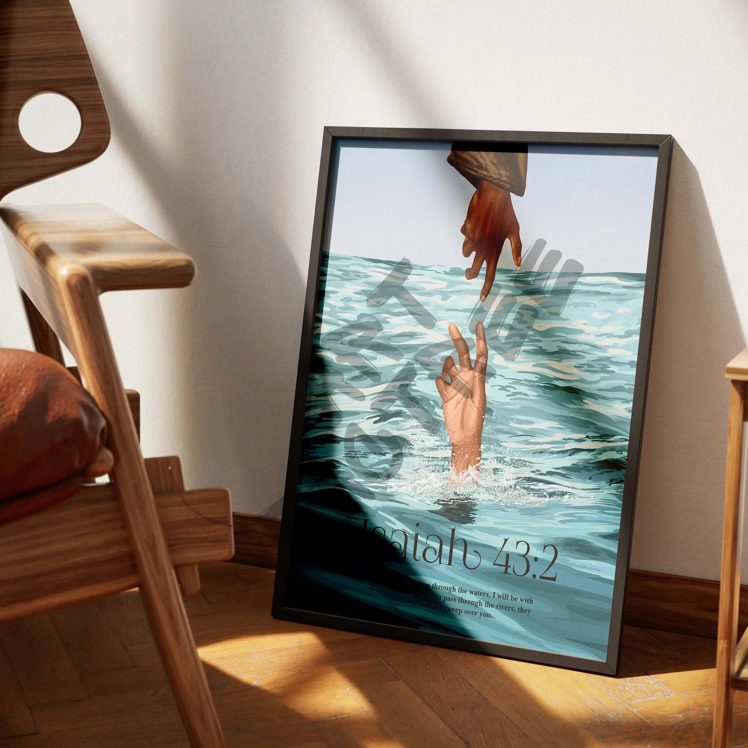 Isaiah 43:2-wall art print featuring decorative artistic design suitable for living rooms, offices, and schools by SmardArt. Elevate your space with Black wall art that speaks to culture, identity, and creativity. At Smard, we celebrate artistry made with melanin, bringing powerful and inspiring designs to life.