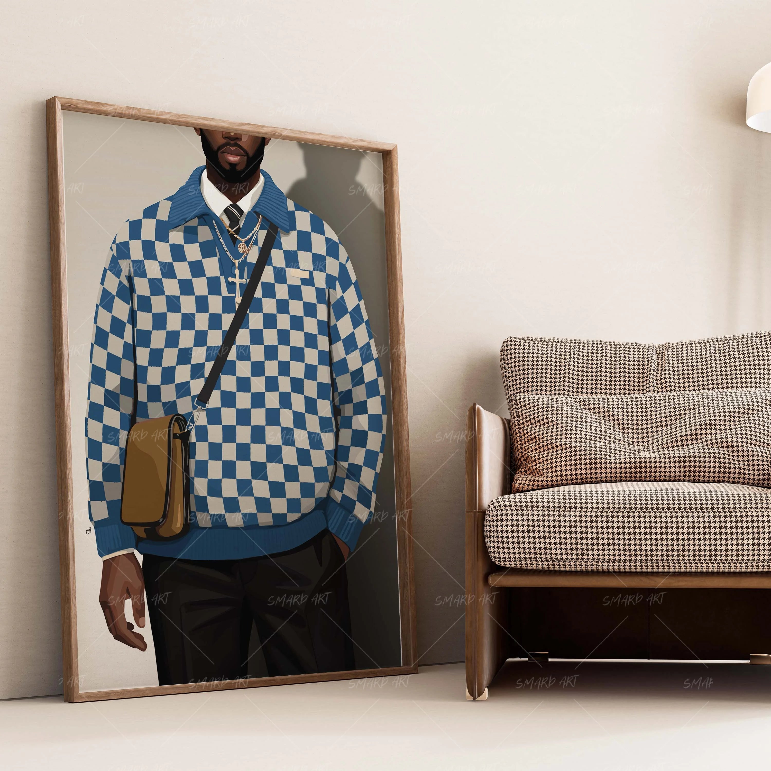 Man Of Mode-wall art print featuring decorative artistic design suitable for living rooms, offices, and schools by SmardArt. Elevate your space with Black wall art that speaks to culture, identity, and creativity. At Smard, we celebrate artistry made with melanin, bringing powerful and inspiring designs to life.