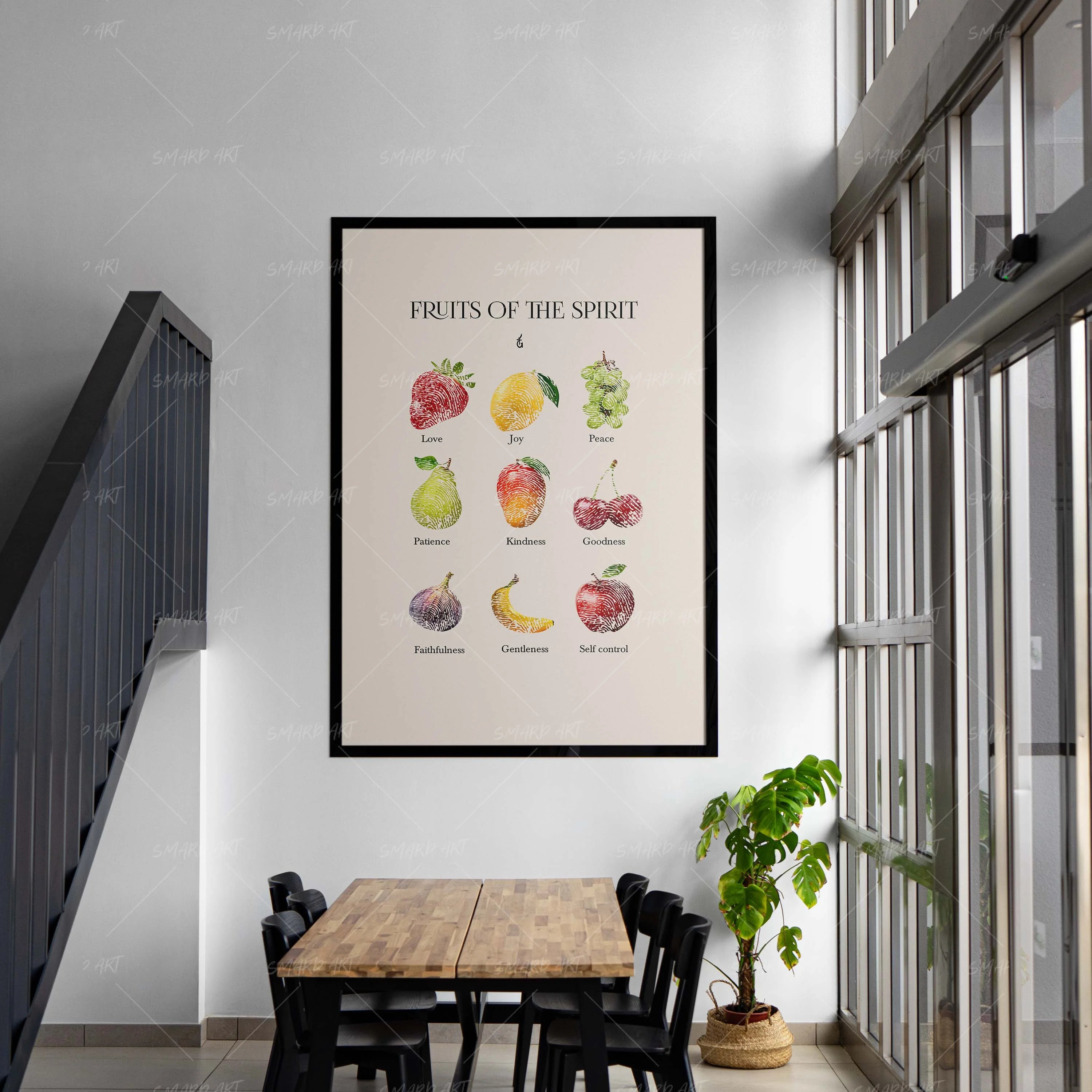 Fruits Of The Spirit-wall art print featuring decorative artistic design suitable for living rooms, offices, and schools by SmardArt. Elevate your space with Black wall art that speaks to culture, identity, and creativity. At Smard, we celebrate artistry made with melanin, bringing powerful and inspiring designs to life.
