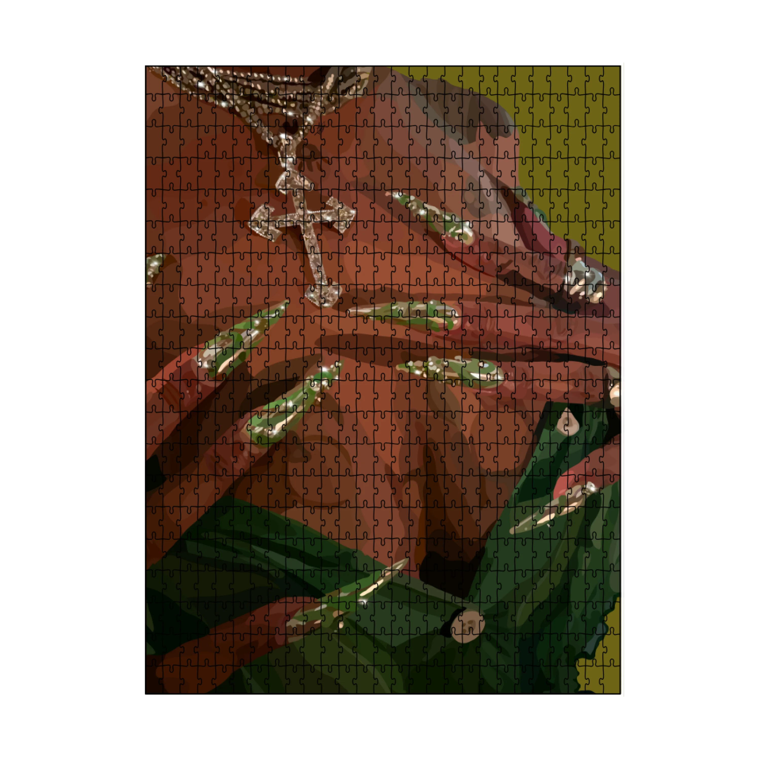 Green Ivy Puzzle-wall art print featuring decorative artistic design suitable for living rooms, offices, and schools by SmardArt