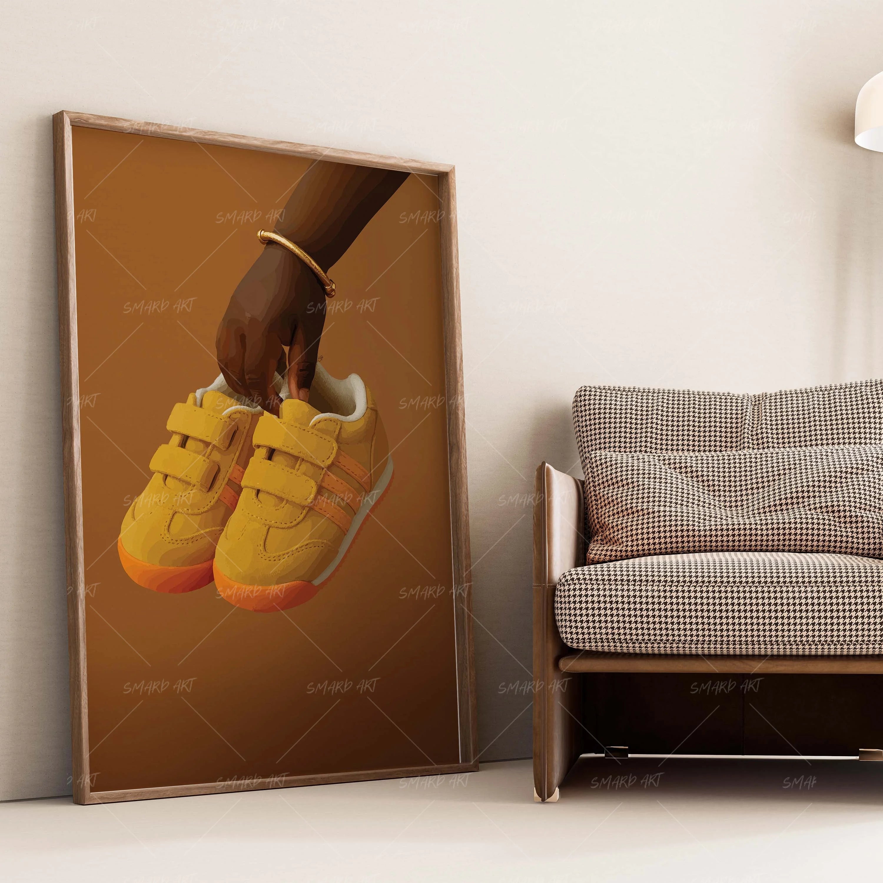 Lil Kicks-wall art print featuring decorative artistic design suitable for living rooms, offices, and schools by SmardArt. Elevate your space with Black wall art that speaks to culture, identity, and creativity. At Smard, we celebrate artistry made with melanin, bringing powerful and inspiring designs to life.