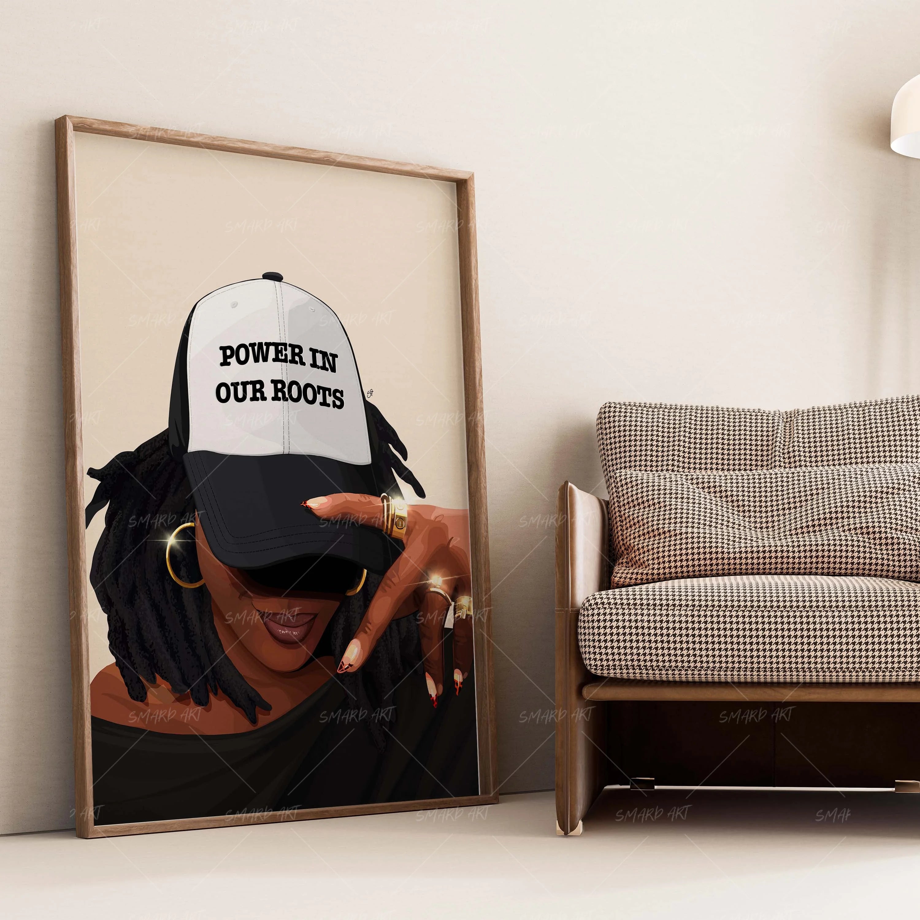 Power In Our Roots-wall art print featuring decorative artistic design suitable for living rooms, offices, and schools by SmardArt. Elevate your space with Black wall art that speaks to culture, identity, and creativity. At Smard, we celebrate artistry made with melanin, bringing powerful and inspiring designs to life.