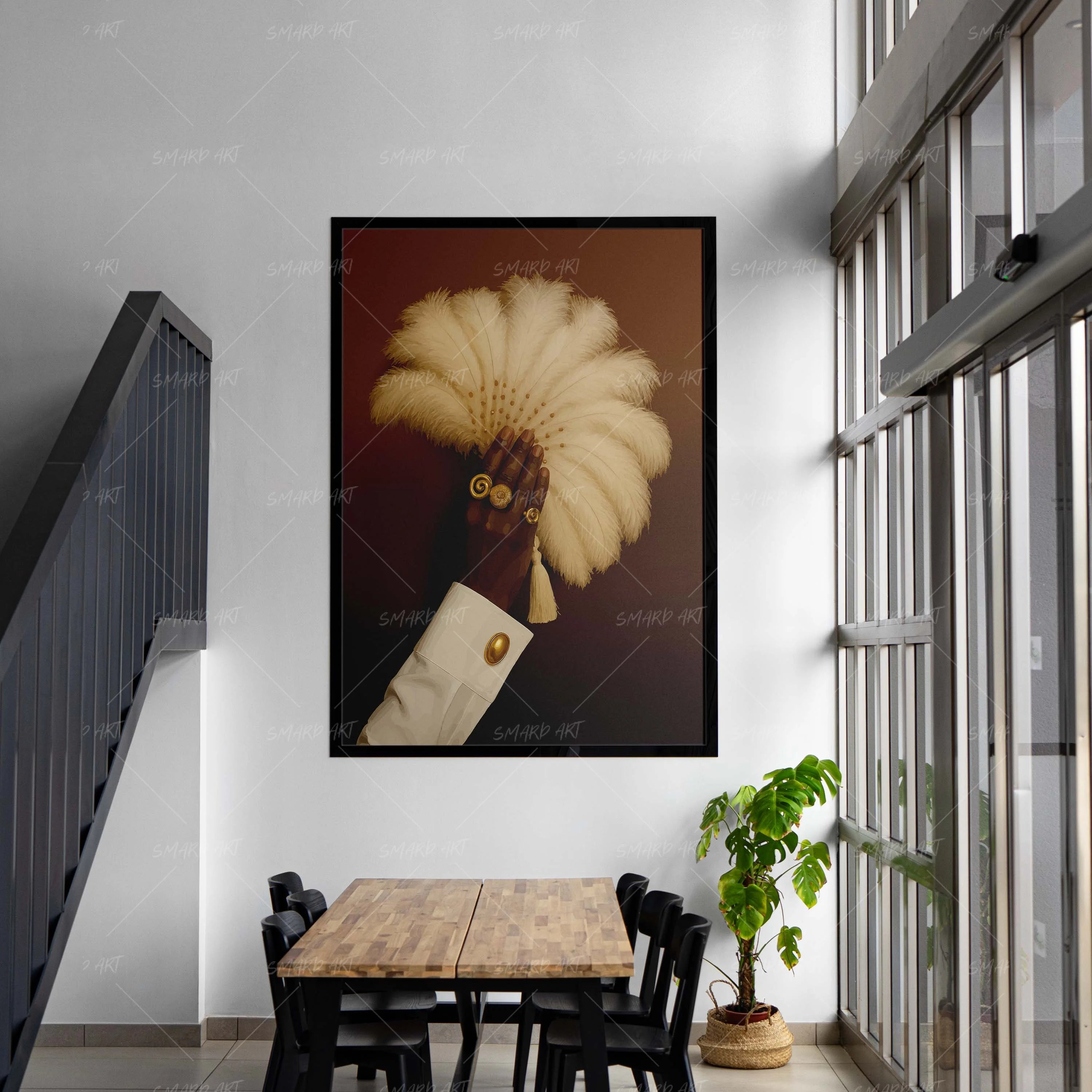 The Fan Affair-wall art print featuring decorative artistic design suitable for living rooms, offices, and schools by SmardArt. Elevate your space with Black wall art that speaks to culture, identity, and creativity. At Smard, we celebrate artistry made with melanin, bringing powerful and inspiring designs to life.