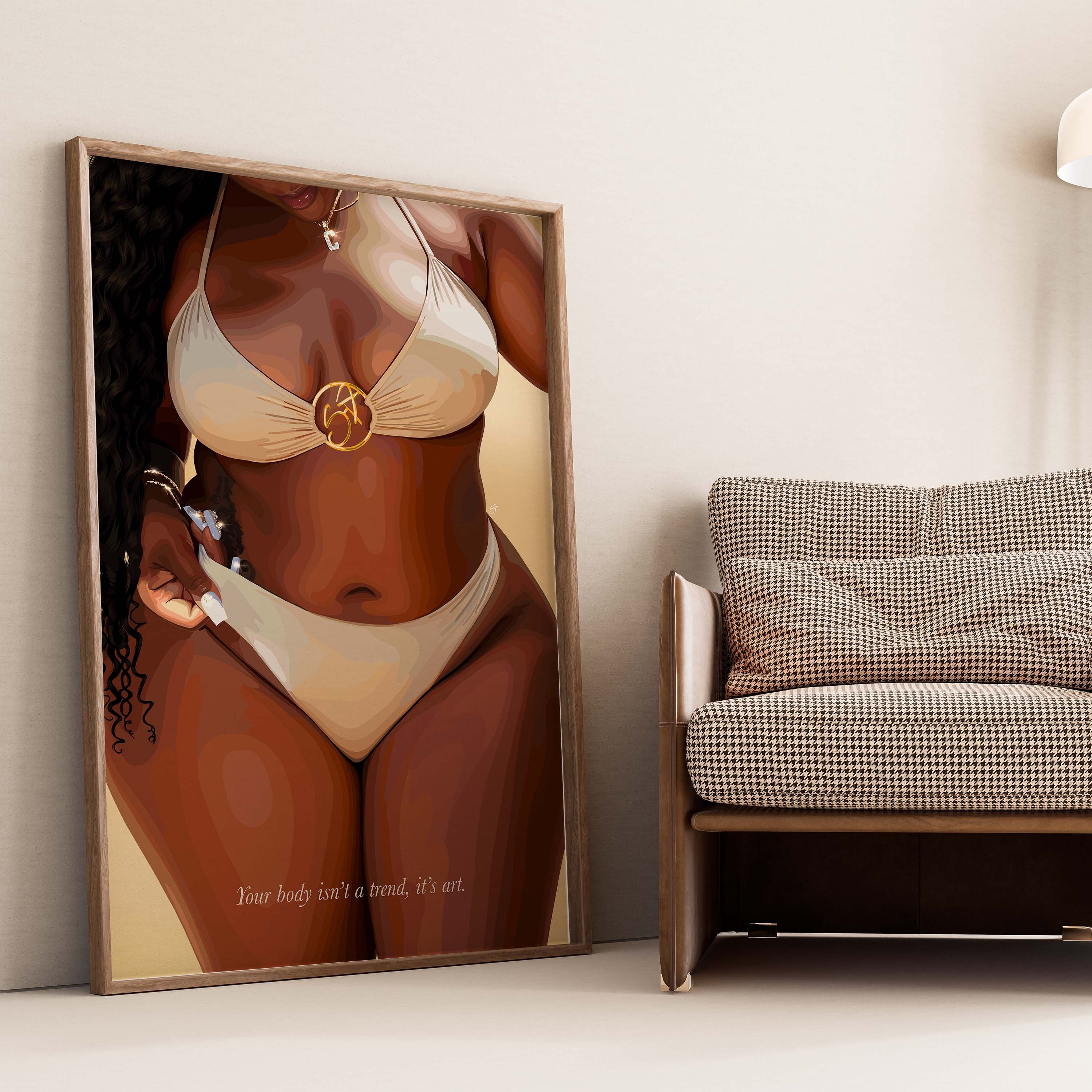 Your body Is Art-wall art print featuring decorative artistic design suitable for living rooms, offices, and schools by SmardArt. Elevate your space with Black wall art that speaks to culture, identity, and creativity. At Smard, we celebrate artistry made with melanin, bringing powerful and inspiring designs to life.